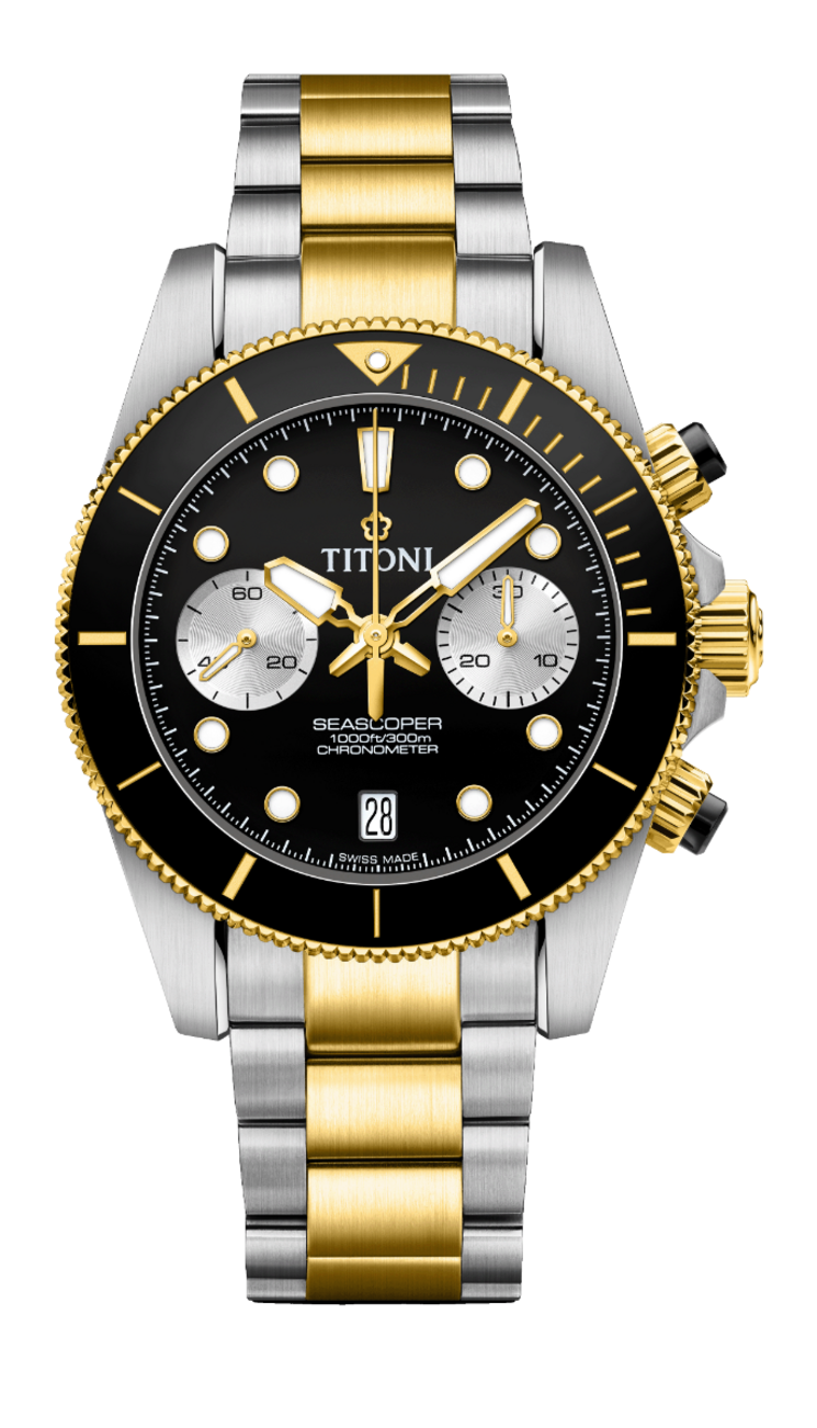 Titoni Seascoper Chronograph Bicolor Herrenuhr 94300 SY-BK-731