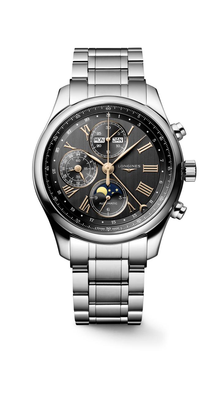 Longines Master Collection Chrono Mondphase Anthrazit Edelstahlband Herrenuhr L2.773.4.61.6