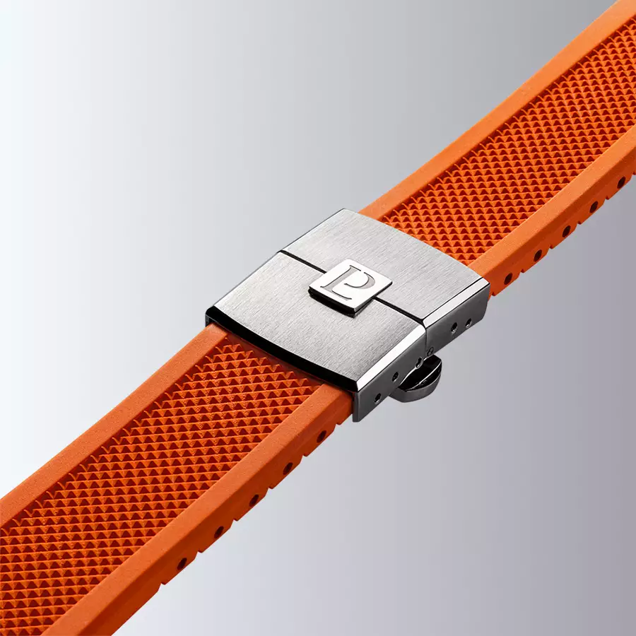 1977 ARSENE Automatique, 41 MM, Cadran Noir, Bracelet Caoutchouc FKM Orange Herrenuhr 1977P02138