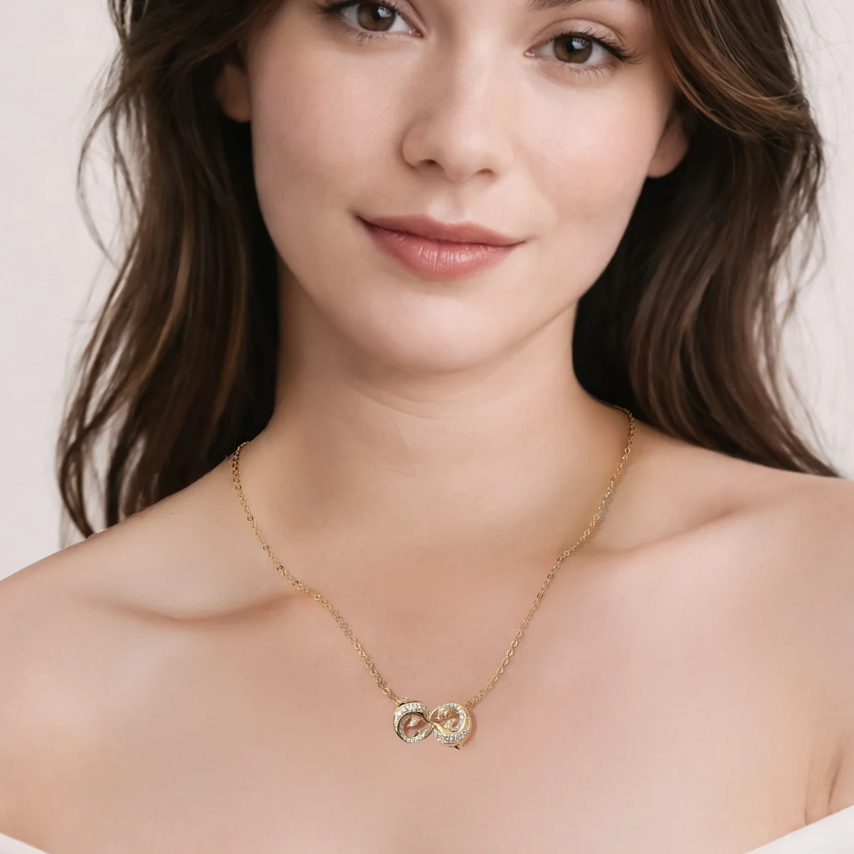 Seinerzeit Anhänger Crystal Delfin Infinity Anhänger, Unendlichkeitssymbol, Weiße Zirkonia