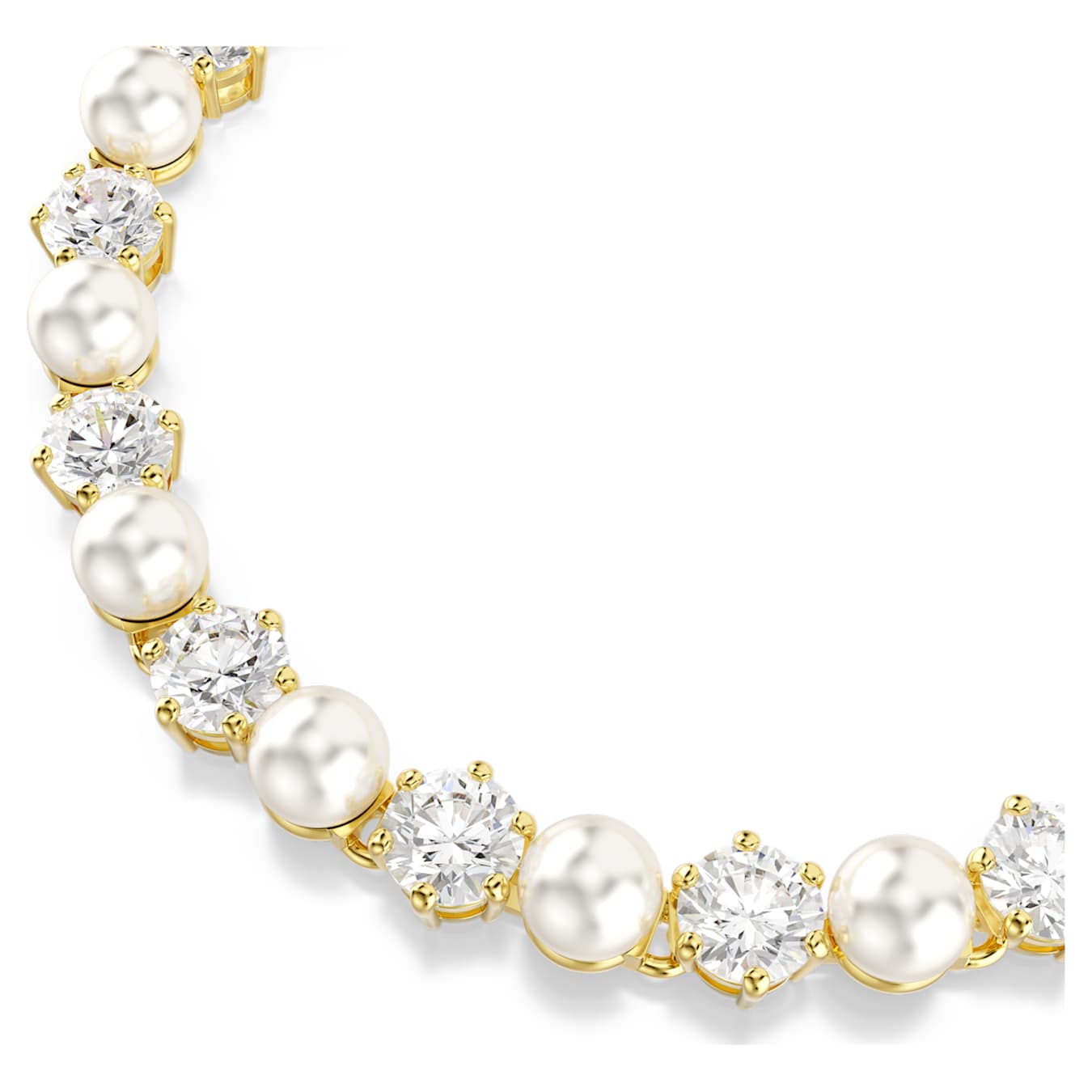 Swarovski  Matrix Tennis Armband Kristallperle, Rundschliff, Weiß, Goldlegierungsschicht