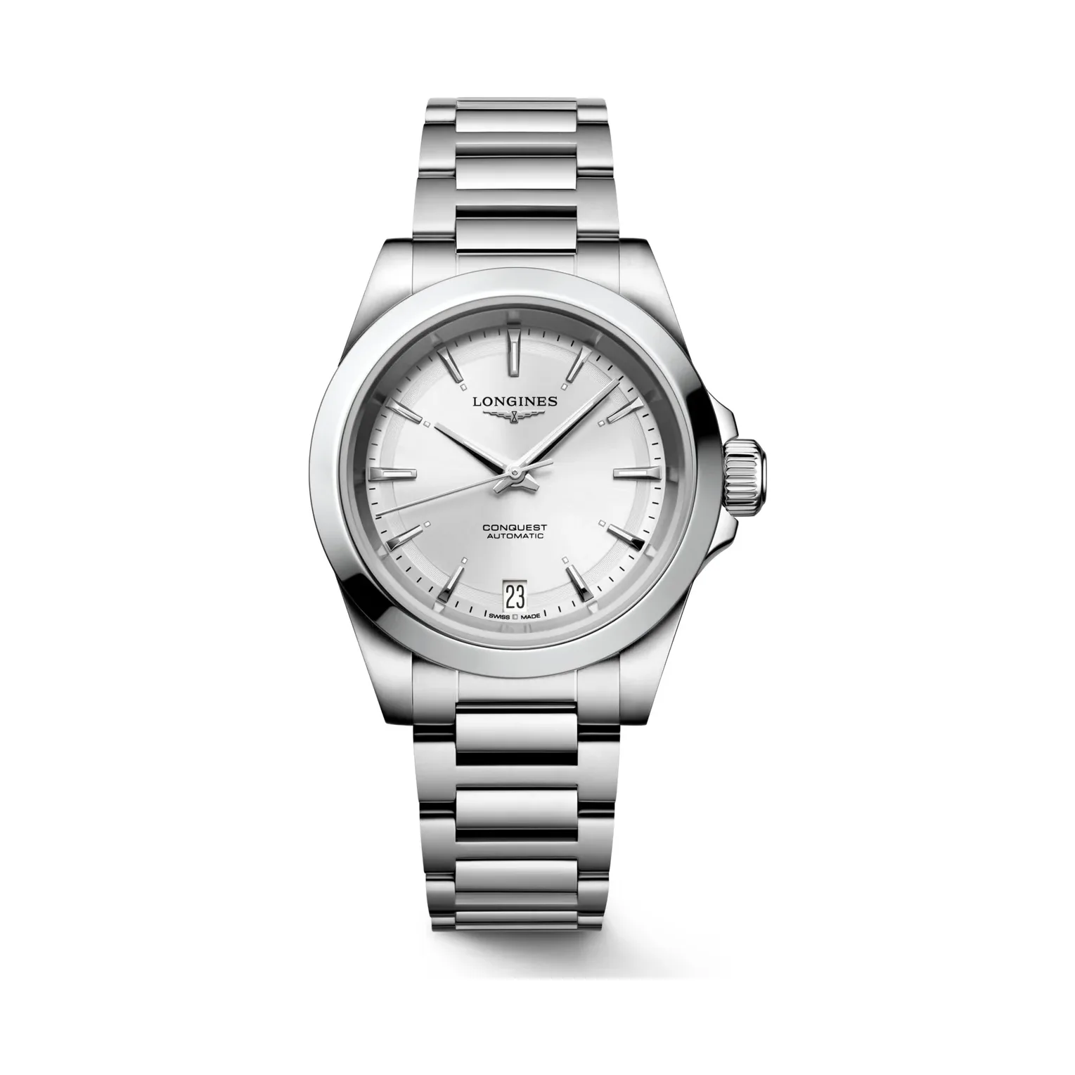 Longines Conquest Silber Edelstahlband 34 mm Damenuhr L3.430.4.72.6
