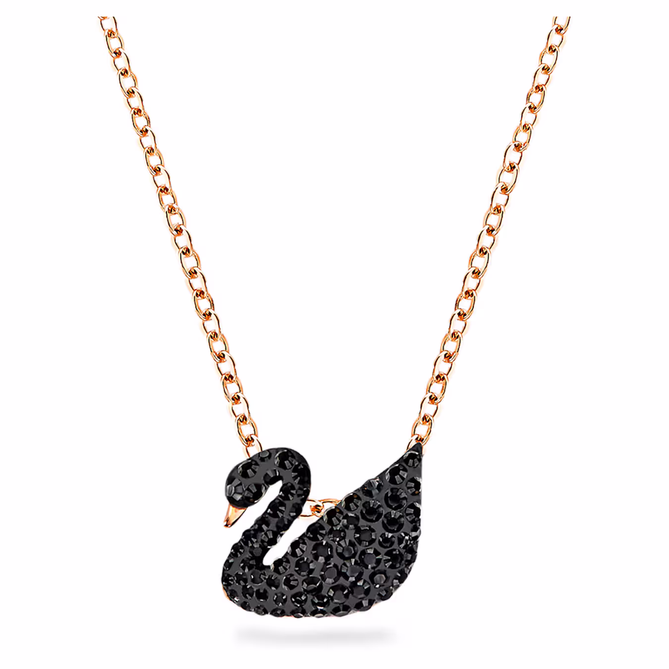 Swarovski  Swan Anhänger Schwan, Klein, Schwarz, 18k rosévergoldet