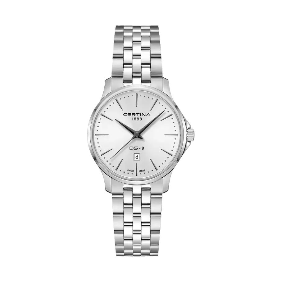 Certina DS-8 Lady 31mm Quarz, Weiß, Edelstahl Damenuhr C045.010.11.011.00