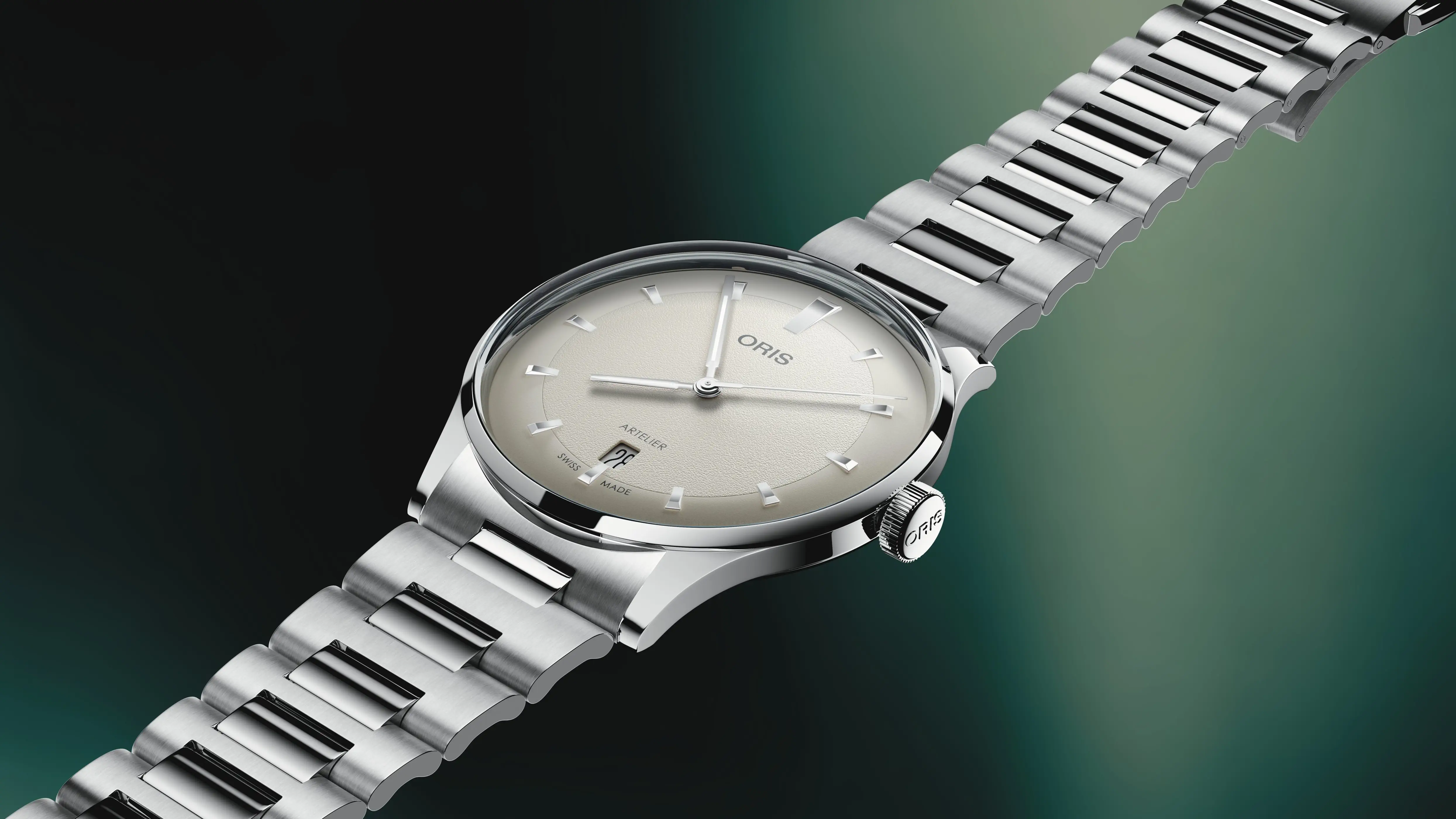 Oris Artelier Date 38mm Automatik Edelstahl Weiß Herrenuhr 01 733 7810 4051-07 8 20 20