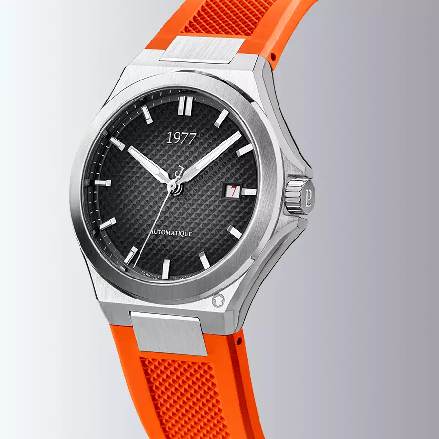 1977 ARSENE Automatique, 41 MM, Cadran Noir, Bracelet Caoutchouc FKM Orange Herrenuhr 1977P02138