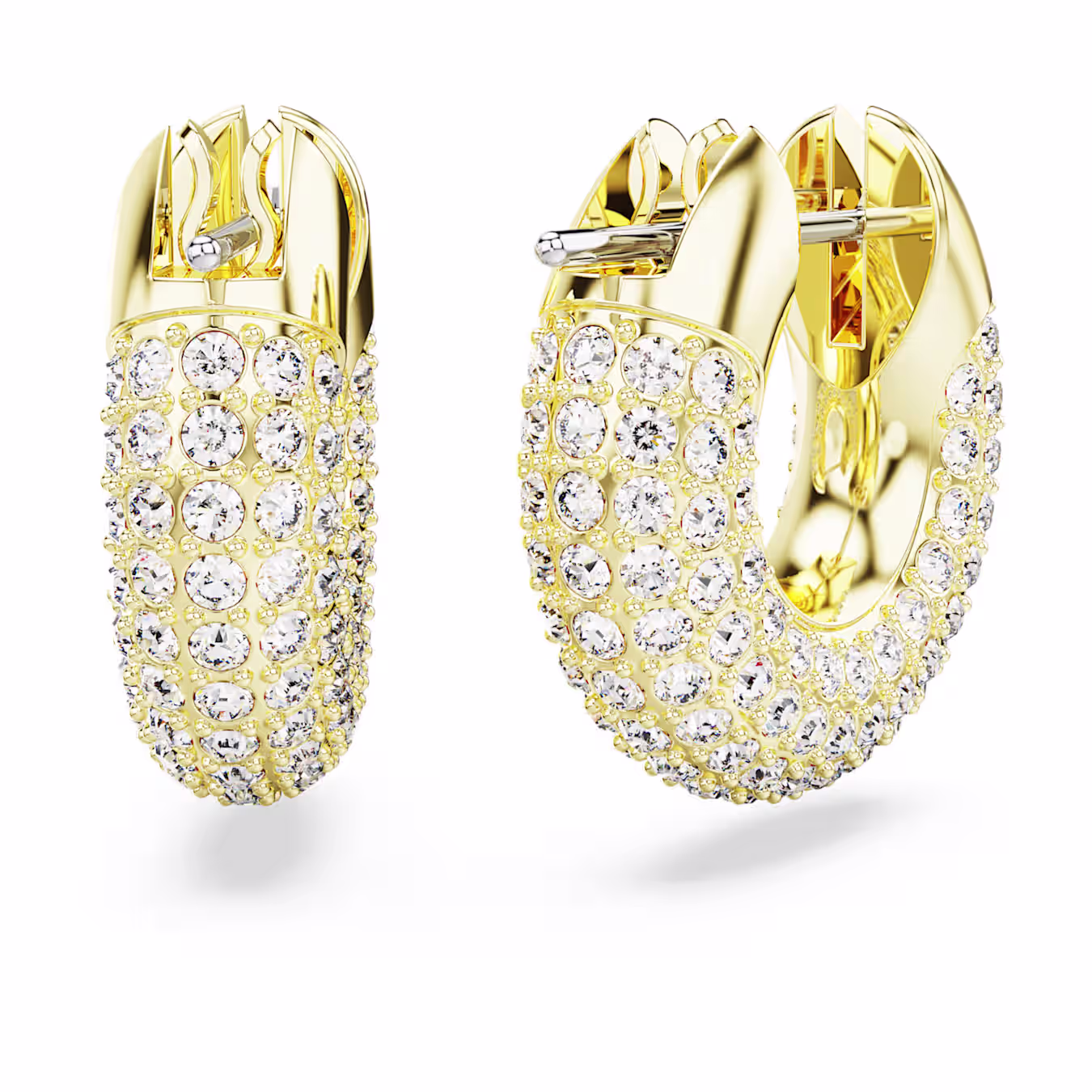 Swarovski  Dextera Kreolen Klein, Weiß, Goldlegierungsschicht, 1.5 x 1.5 cm