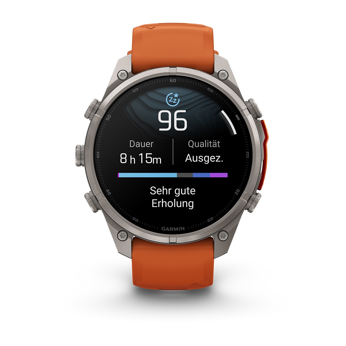 Garmin fēnix® 9 Pro inReach® - 47 mm AMOLED Sapphire Titan mit Silikon-Armband Autumn Orange/Spark Orange 010-04336-01