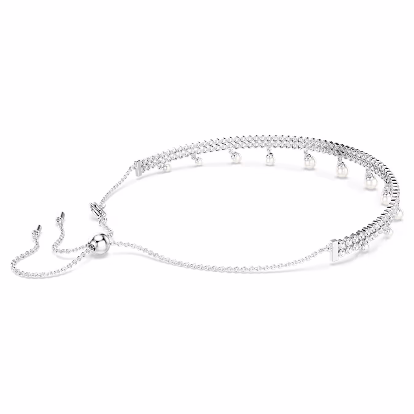 Swarovski Kette Ariana Grande x Swarovski Kristallperle, Rundschliff, Weiß, Rhodiniert