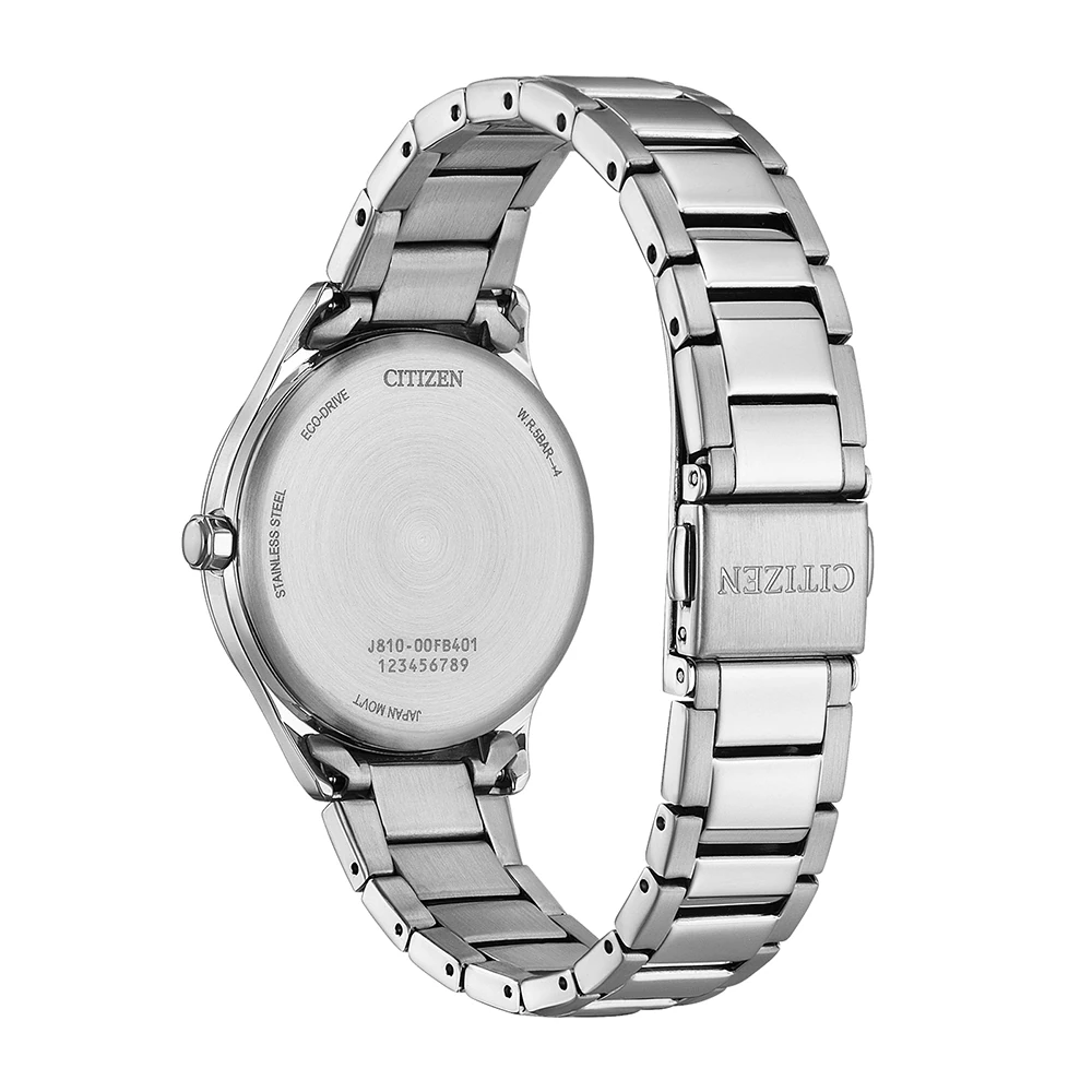 Citizen Eco-Drive Analog Quartz, Edelstahl weiß, 33.5mm Damenuhr FE6121-67A