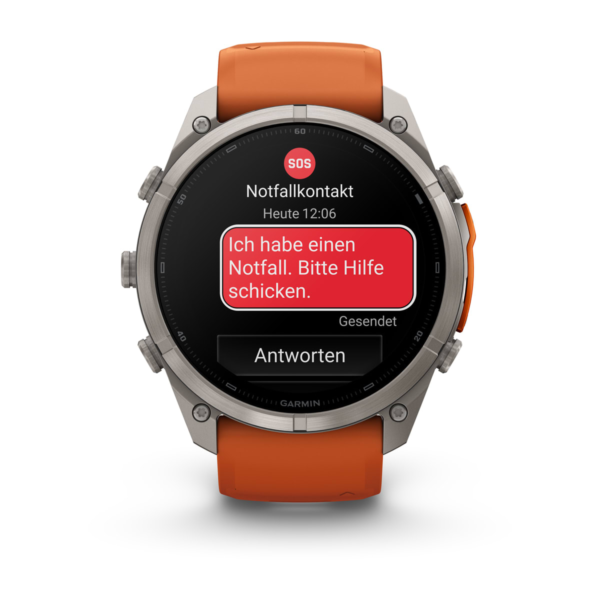 Garmin fēnix® 9 Pro inReach® - 51 mm AMOLED Sapphire Titan mit Silikon-Armband Autumn Orange/Spark Orange 010-04337-01