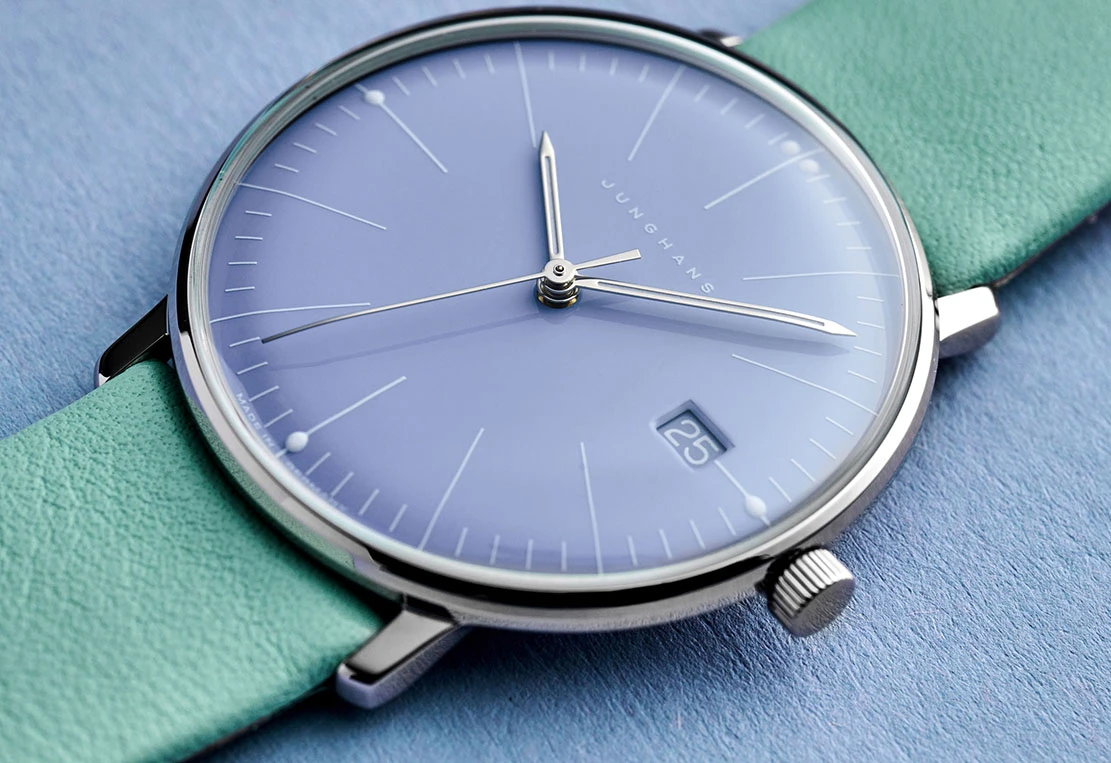 Junghans max bill Damen Türkises Lederband Damenuhr 47/4554.02