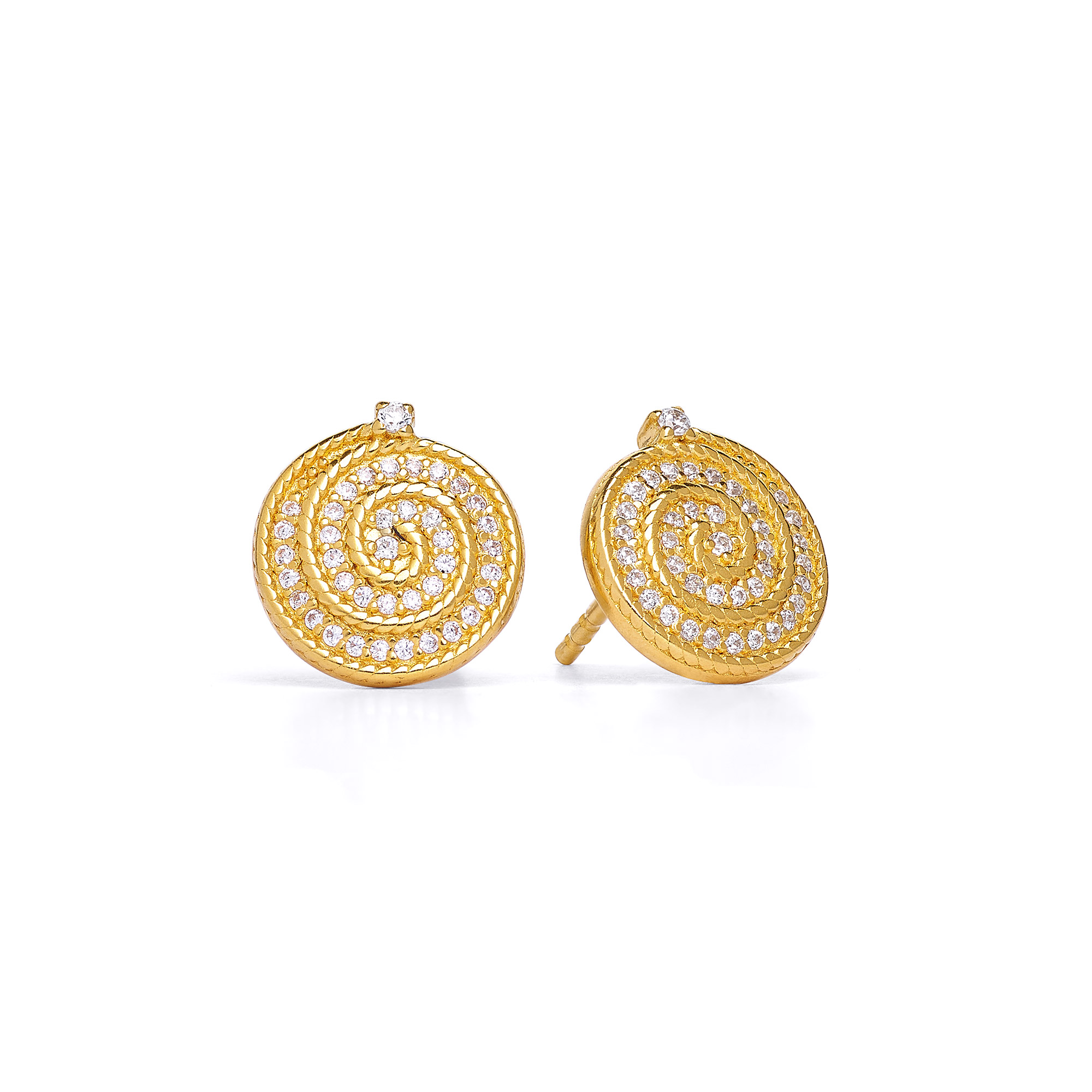 Bernd Wolf Stecker Spiralbi Designlinie Maritim, 24-Karat-goldplattiert, Zirkonia