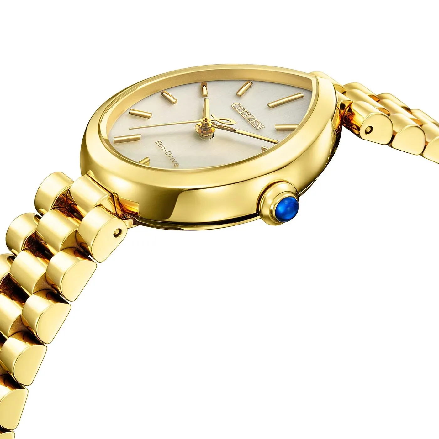 Citizen L Rainell Eco-Drive goldfarben weiß Damenuhr EM1208-53A