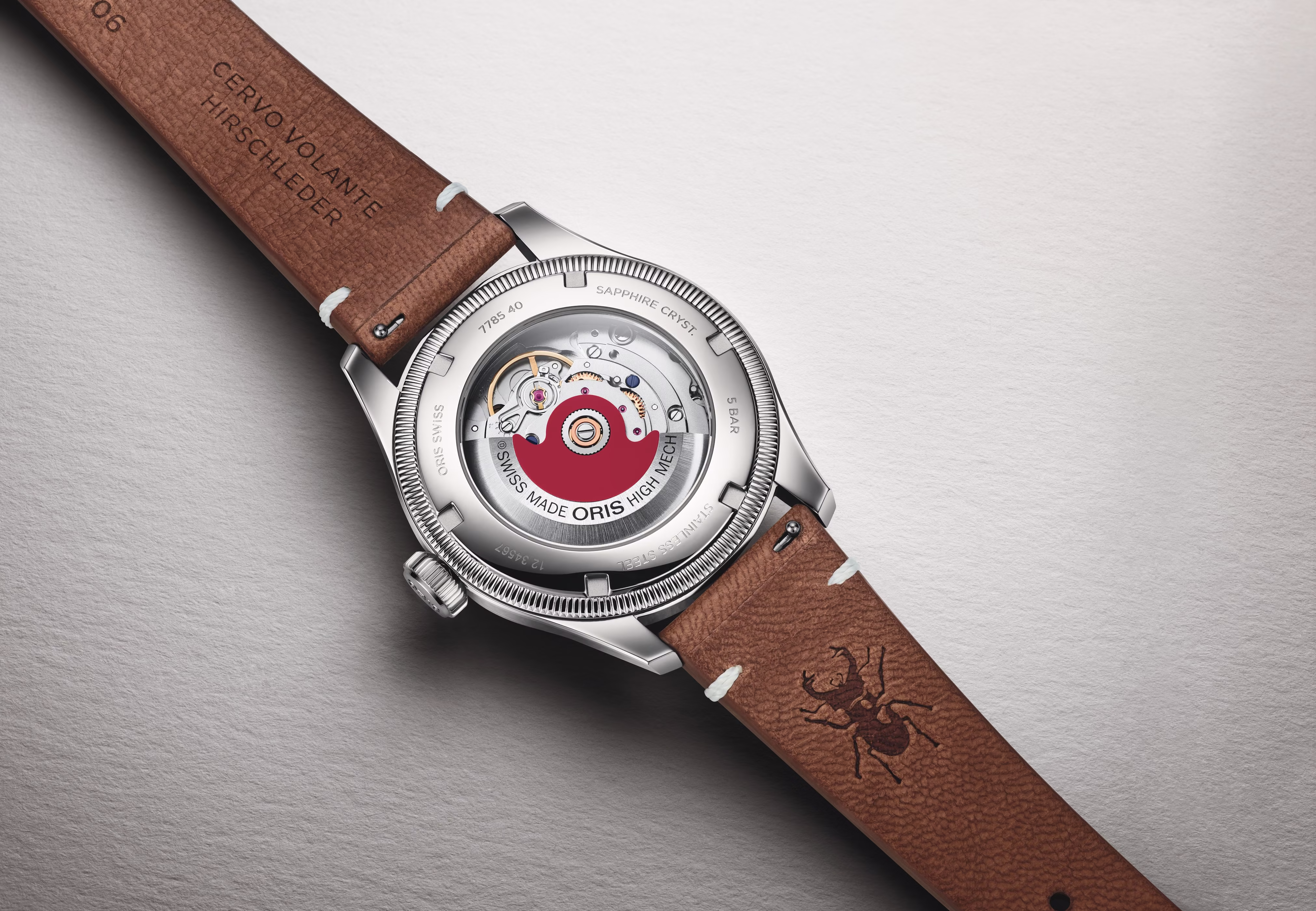 Oris Oris X Cervo Volante 40mm Hirschlederarmband Automatik Rot Herrenuhr 01 754 7785 4068-Set