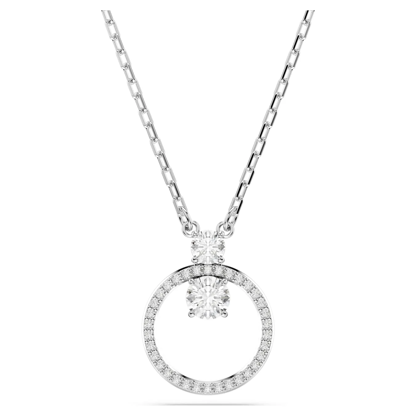 Swarovski Kette Constella Anhänger Pavé, Rundschliff, Weiß, Rhodiniert