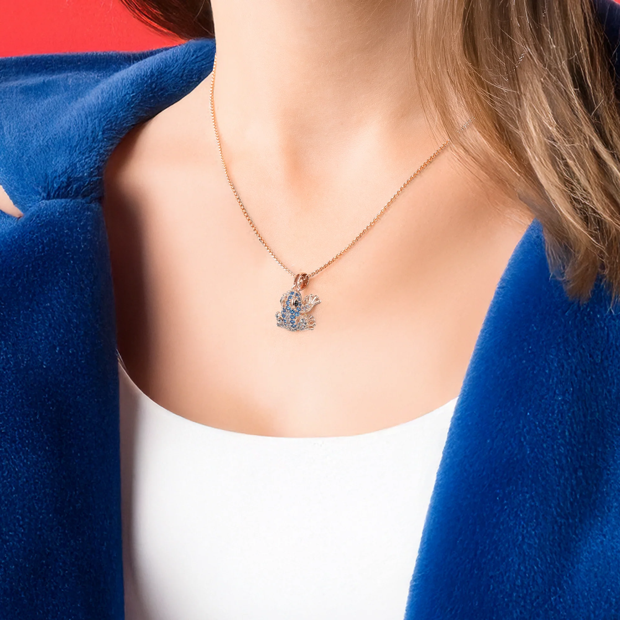 Seinerzeit Anhänger Lou Blue Frosch Halskette, Anhänger Fancy Frogs Edition