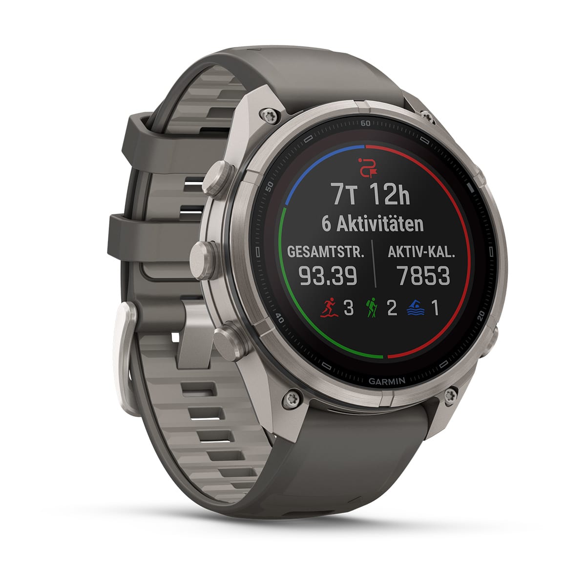 Garmin fēnix® 9 Pro inReach® Solar - 47 mm MIP Sapphire Titan mit Silikon-Armband Kieselgrau/Silbergrau 010-04338-01