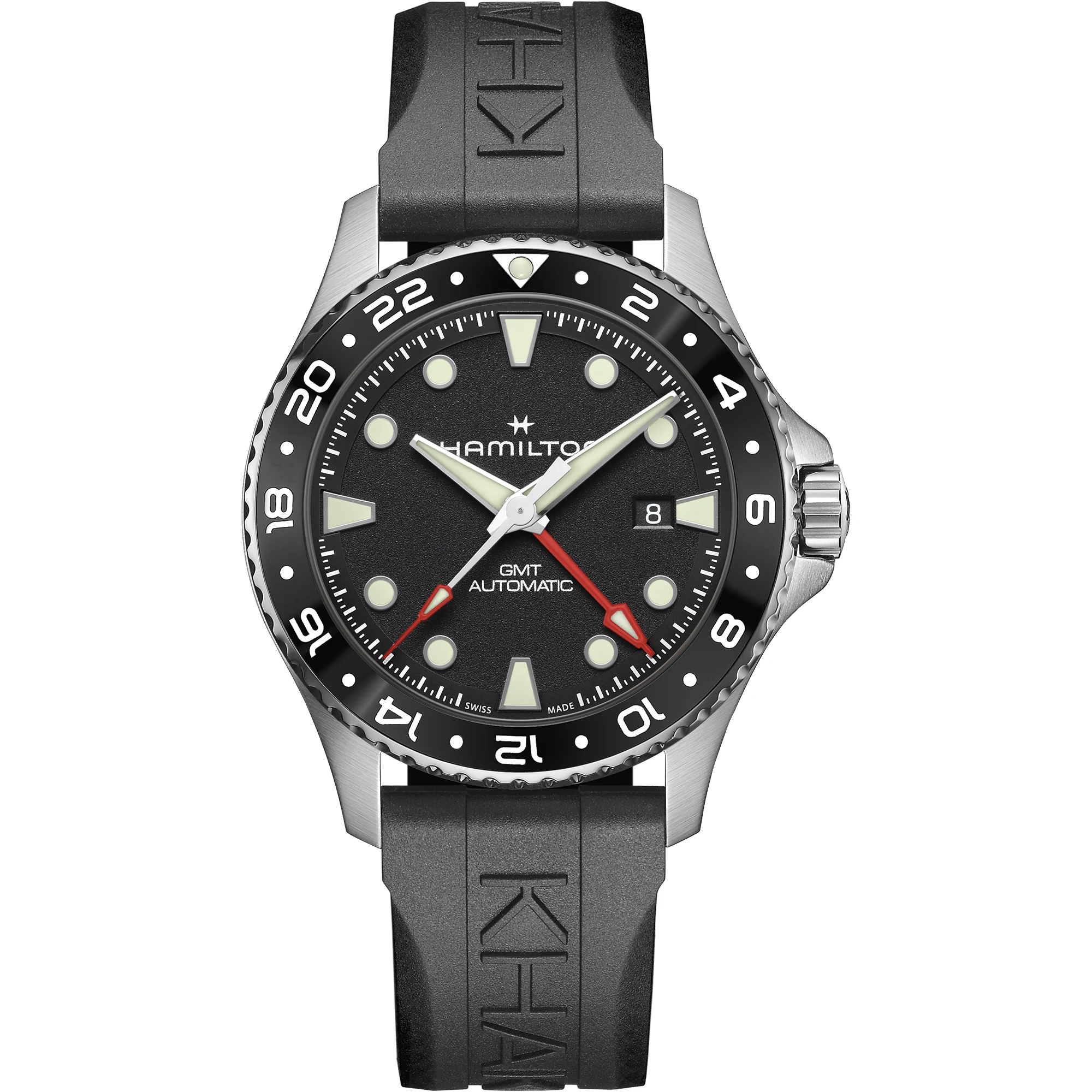 Hamilton KHAKI NAVY SCUBA AUTO GMT Schwarz Kautschukband 43 MM Herrenuhr H82555330