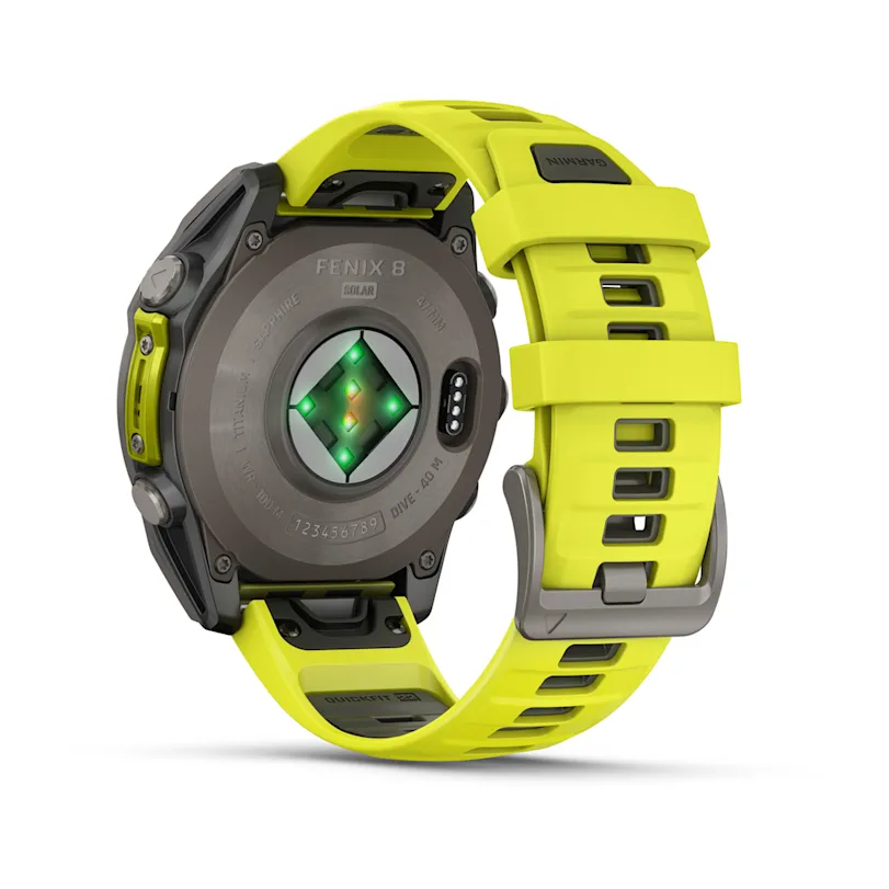 Garmin fēnix® 8 - 47 mm Solar Sapphire Graphit/Titanium Titan 010-02906-21 Set mit schwarzem Lederband