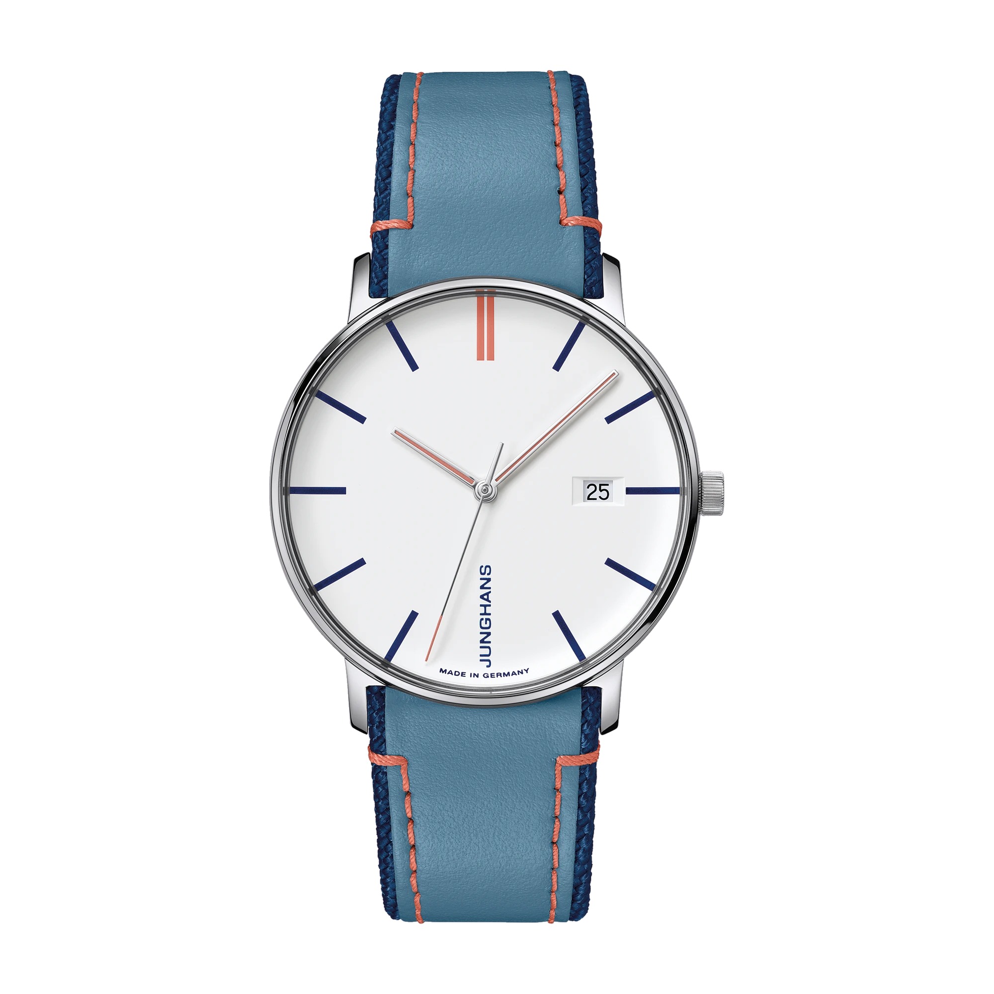 Junghans FORM Quarz Blaues Lederband Damenuhr 41/4481.00