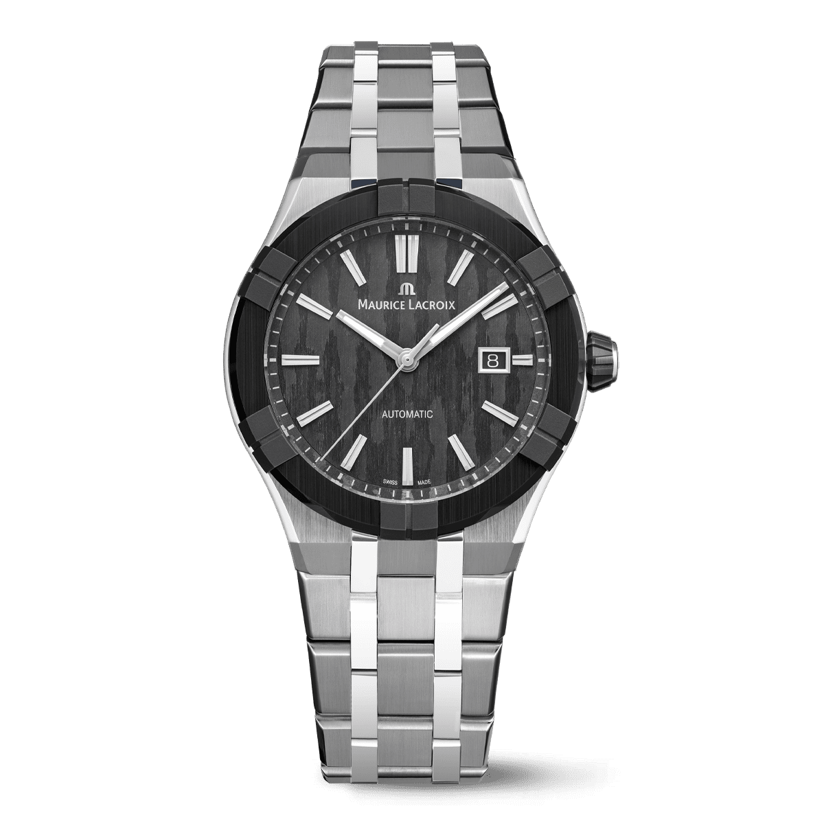 Maurice Lacroix Aikonic Automatic 43mm, Gangreserve 60 Stunden, Edelstahl, Schwarz Herrenuhr AC6008-SSL22-330-1