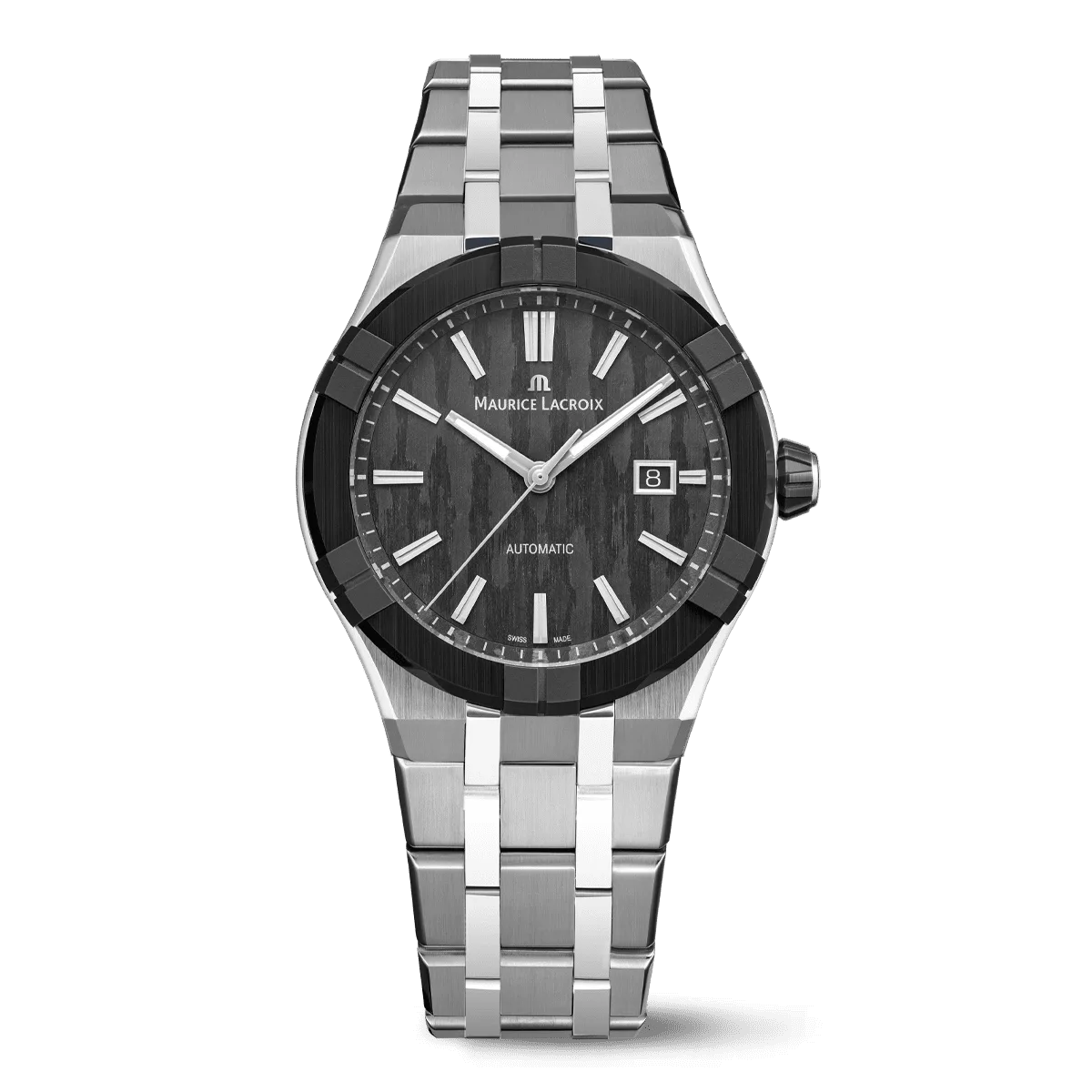 Maurice Lacroix Aikonic Automatic 43mm, Gangreserve 60 Stunden, Edelstahl, Schwarz Herrenuhr AC6008-SSL22-330-1