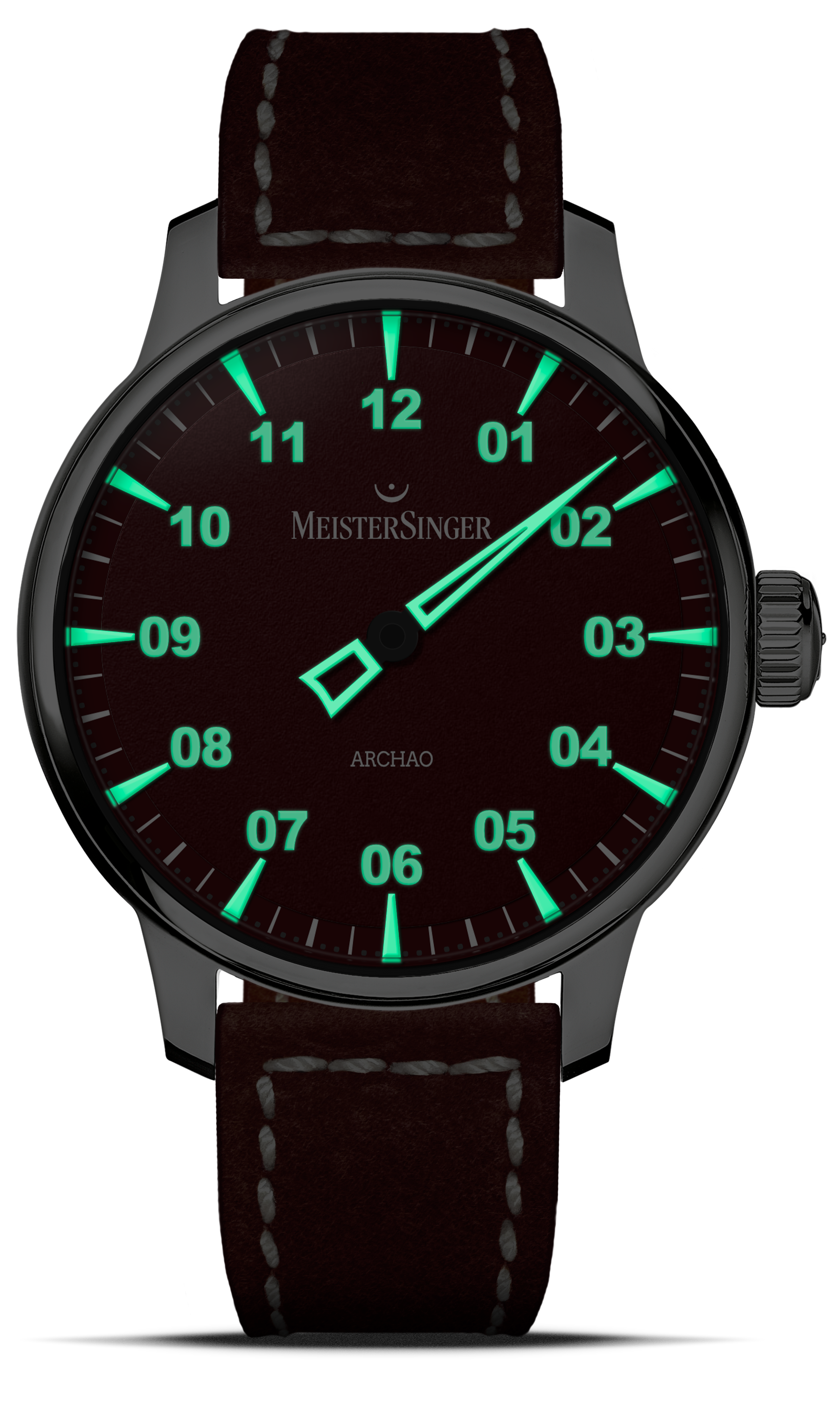 Meister Singer Archao DLC, Rot, Automatikwerk, 43mm, Lederband Herrenuhr AR911BL