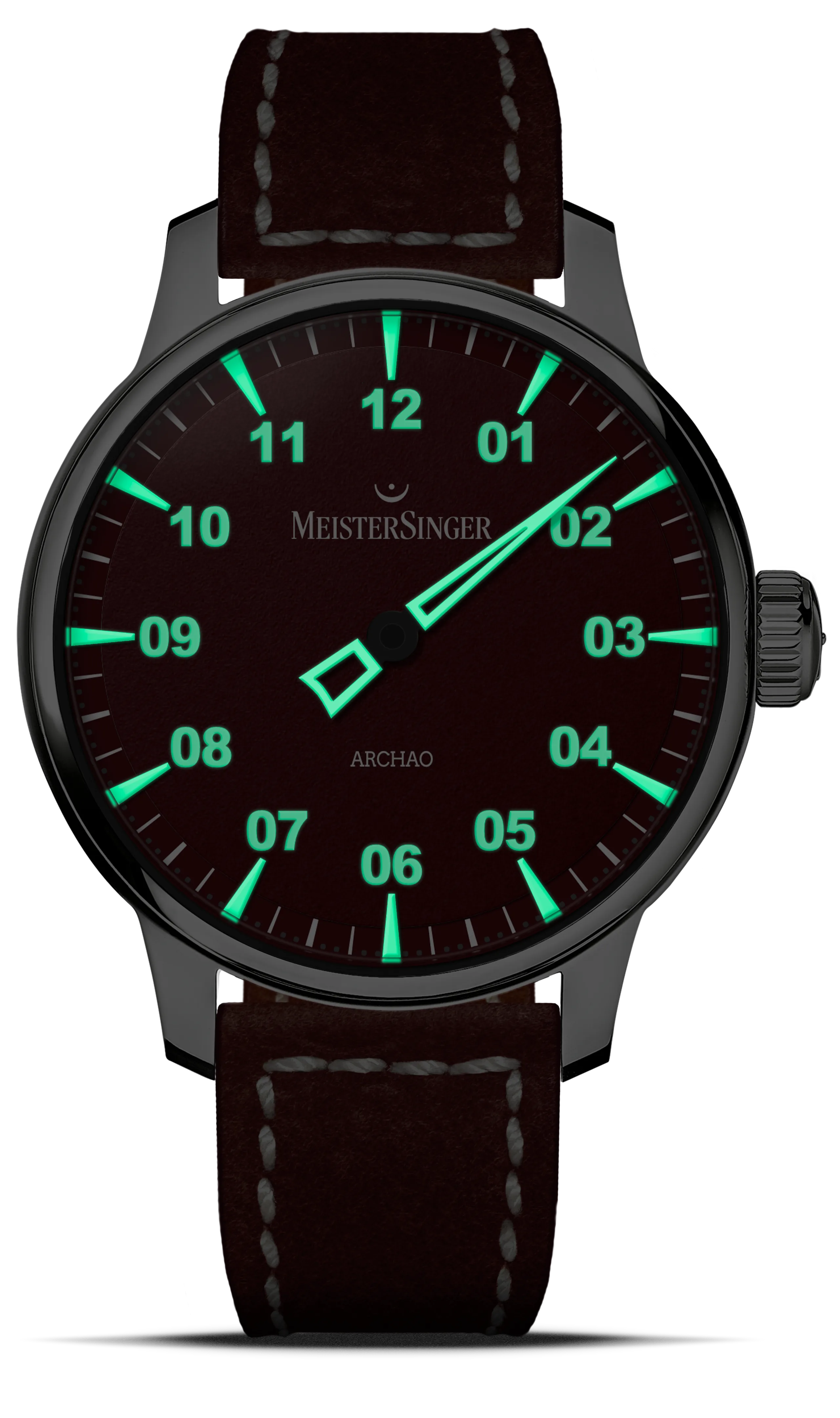 Meister Singer Archao DLC, Rot, Automatikwerk, 43mm, Lederband Herrenuhr AR911BL