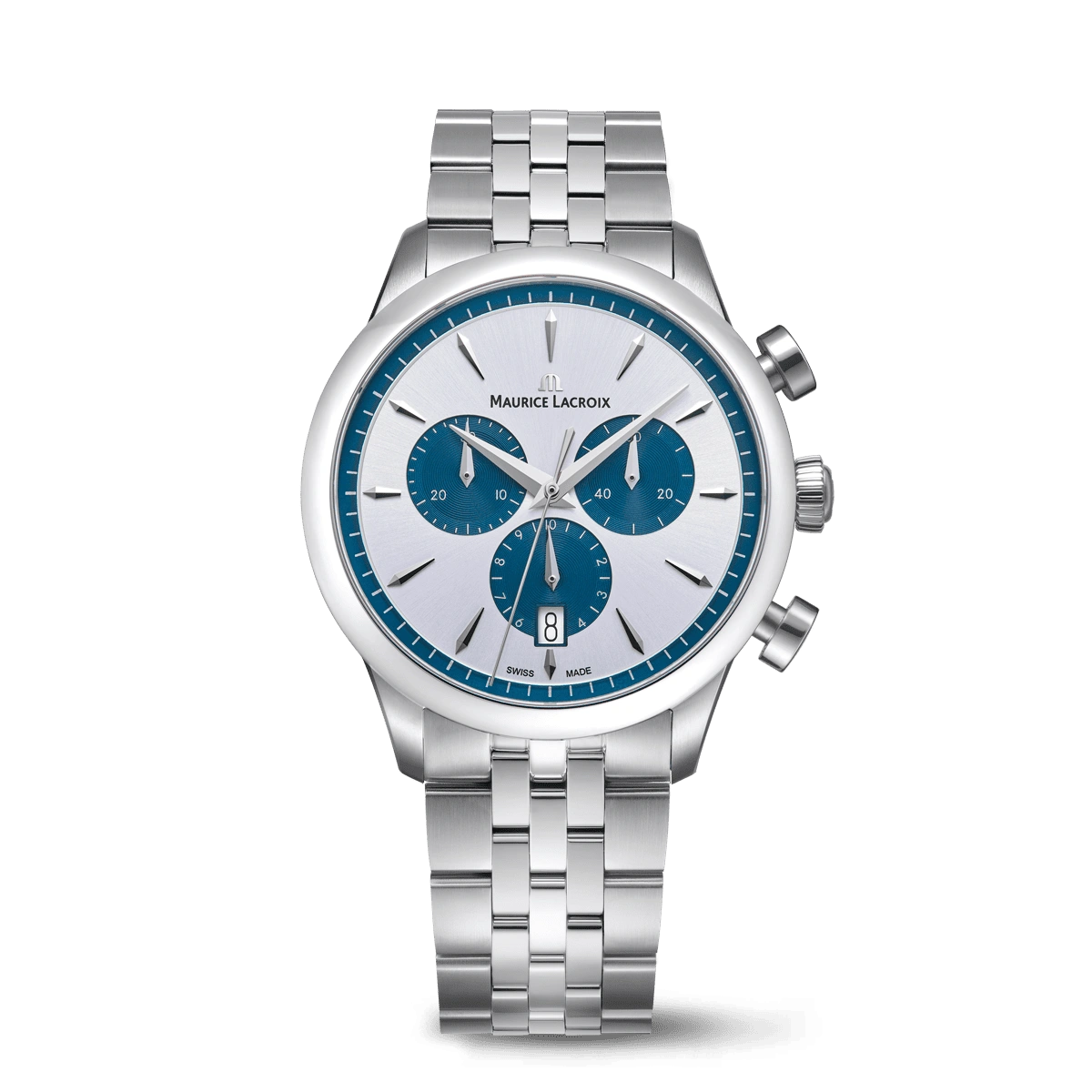 Maurice Lacroix 1975 Quartz Chronograph Blau/Silber 40MM Herrenuhr 751038-SS002-131-1