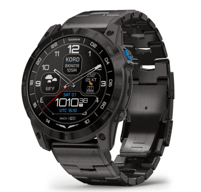 Garmin D2 Mach 1 Pro Piloten-Smartwatch mit Titan-Armband Herrenuhr mit Silikon Ersatzarmband  010-0