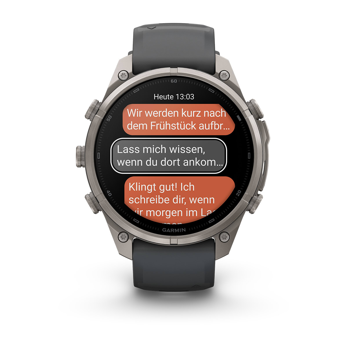 Garmin fēnix® 9 Pro inReach® - 47 mm AMOLED Sapphire Titan mit Silikon-Armband Graphit/Schwarz 010-04336-21