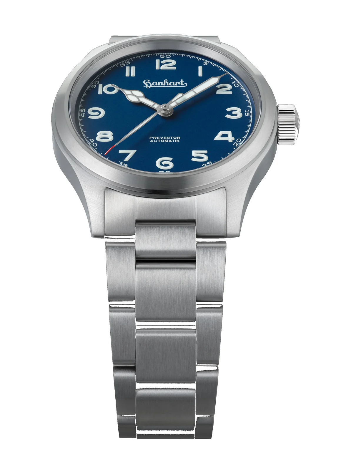 Hanhart PIONEER Preventor HD12 blau 39 mm Edelstahlband Silber Herrenuhr 792.870-6429