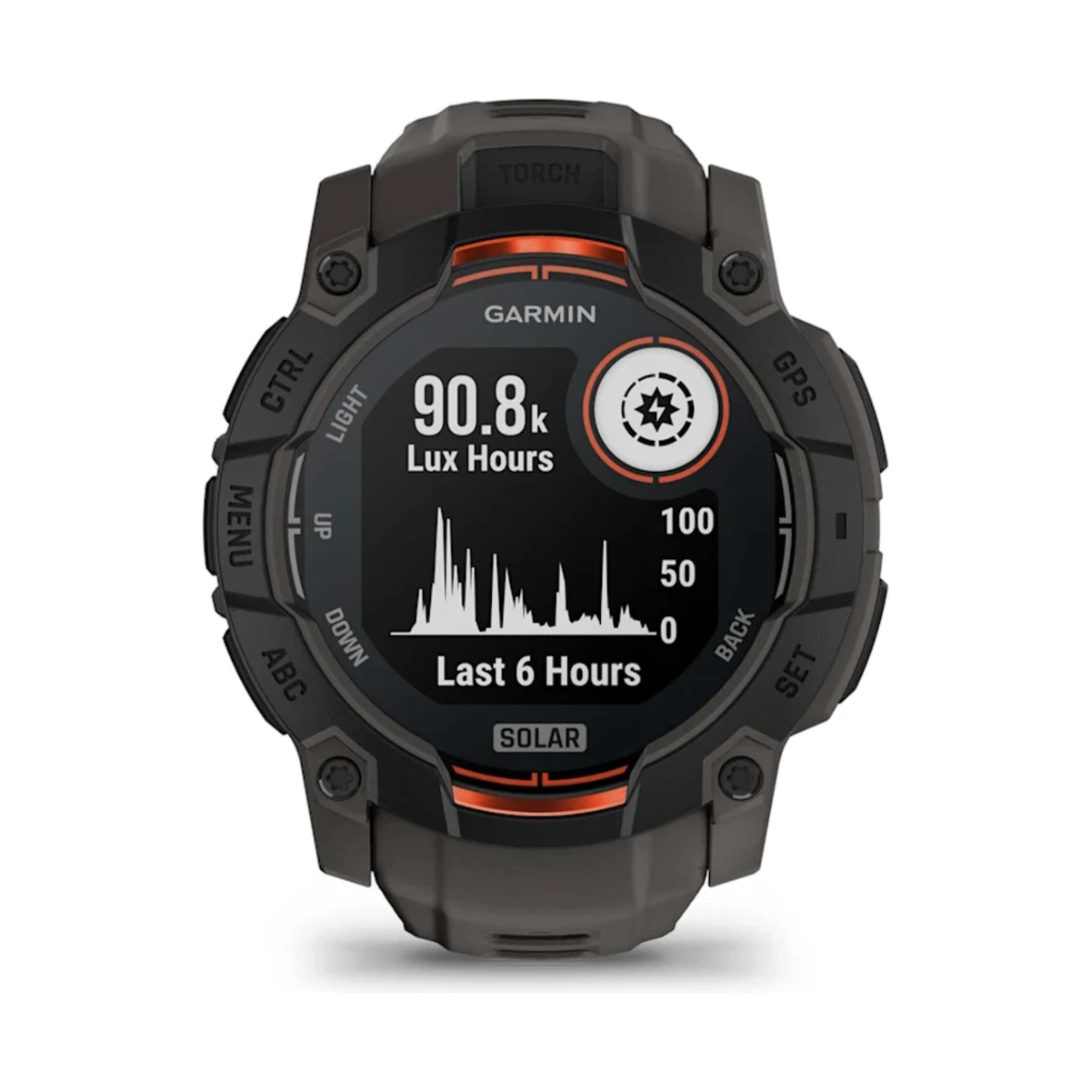 Garmin Instinct® 3 Solar 010-02935-00 - 50 mm Kohle/Schwarz mit Silikon-Wechselarmband 26 mm Kohle