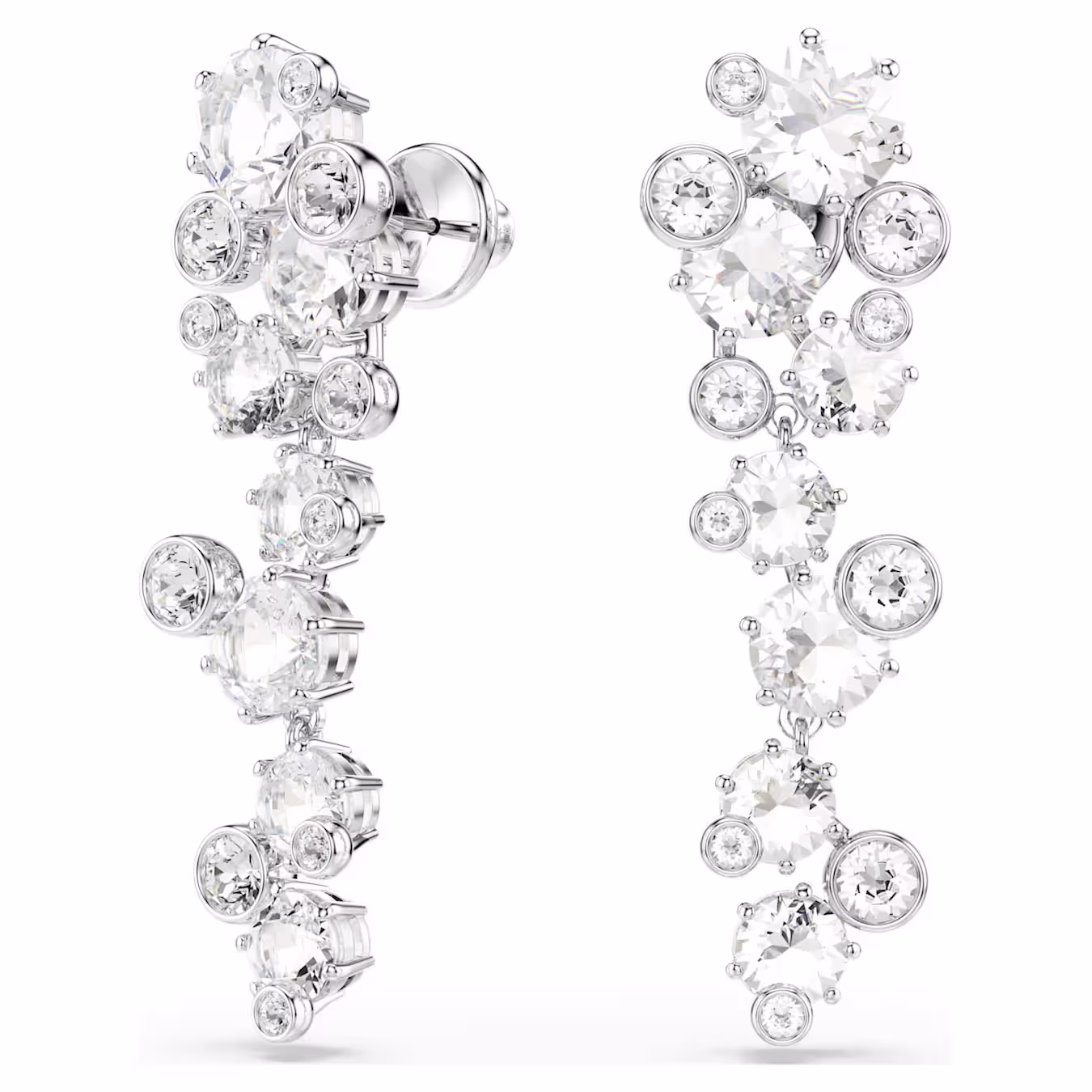 Swarovski Constella Drop-Ohrhänger Verschiedene Schliffe, Weiß, Rhodiniert