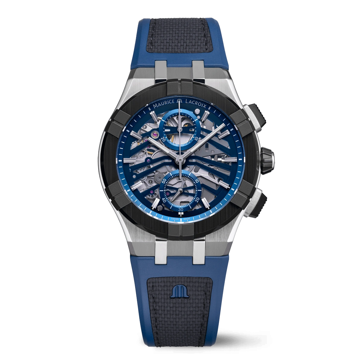 Maurice Lacroix AIKONIC AUTOMATIC CHRONOGRAPH SKELETON BLAU Herrenuhr AC8018-SSL20-030-4