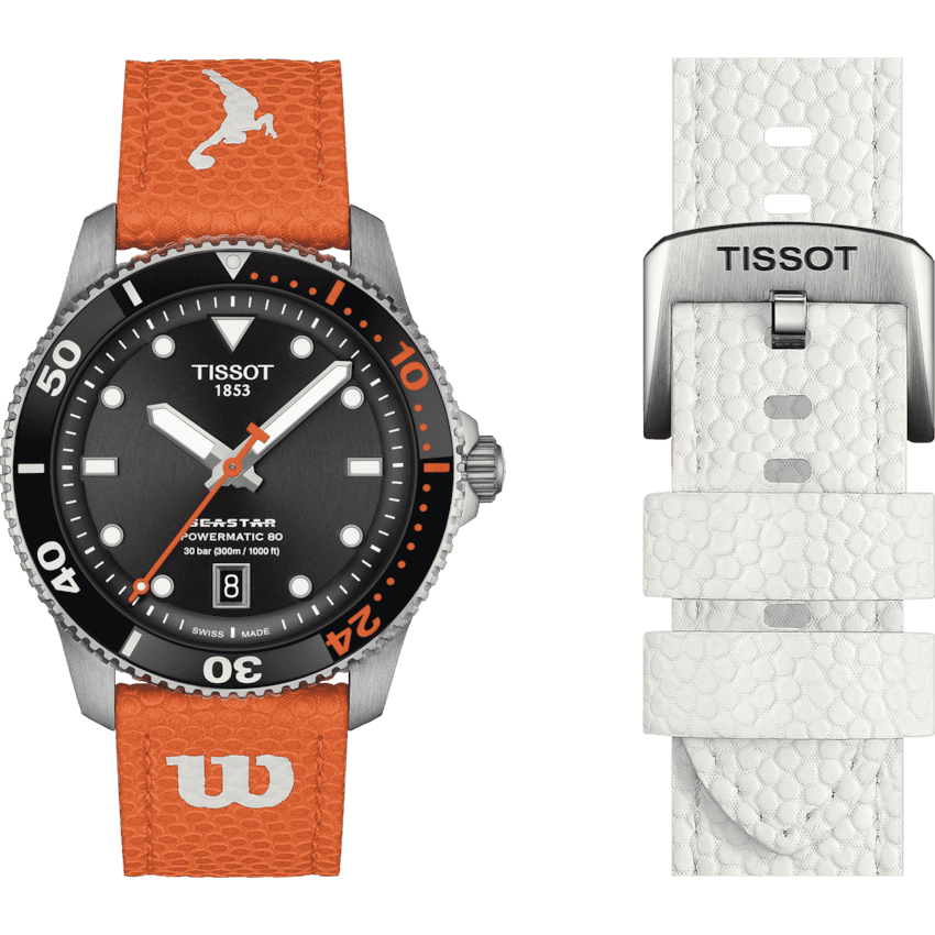 Tissot Seastar Wilson WNBA  Herrenuhr Set mit weißem Lederarmband T120.807.17.051.00