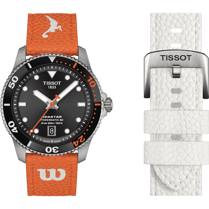 Tissot Seastar Wilson WNBA  Herrenuhr Set mit weißem Lederarmband T120.807.17.051.00