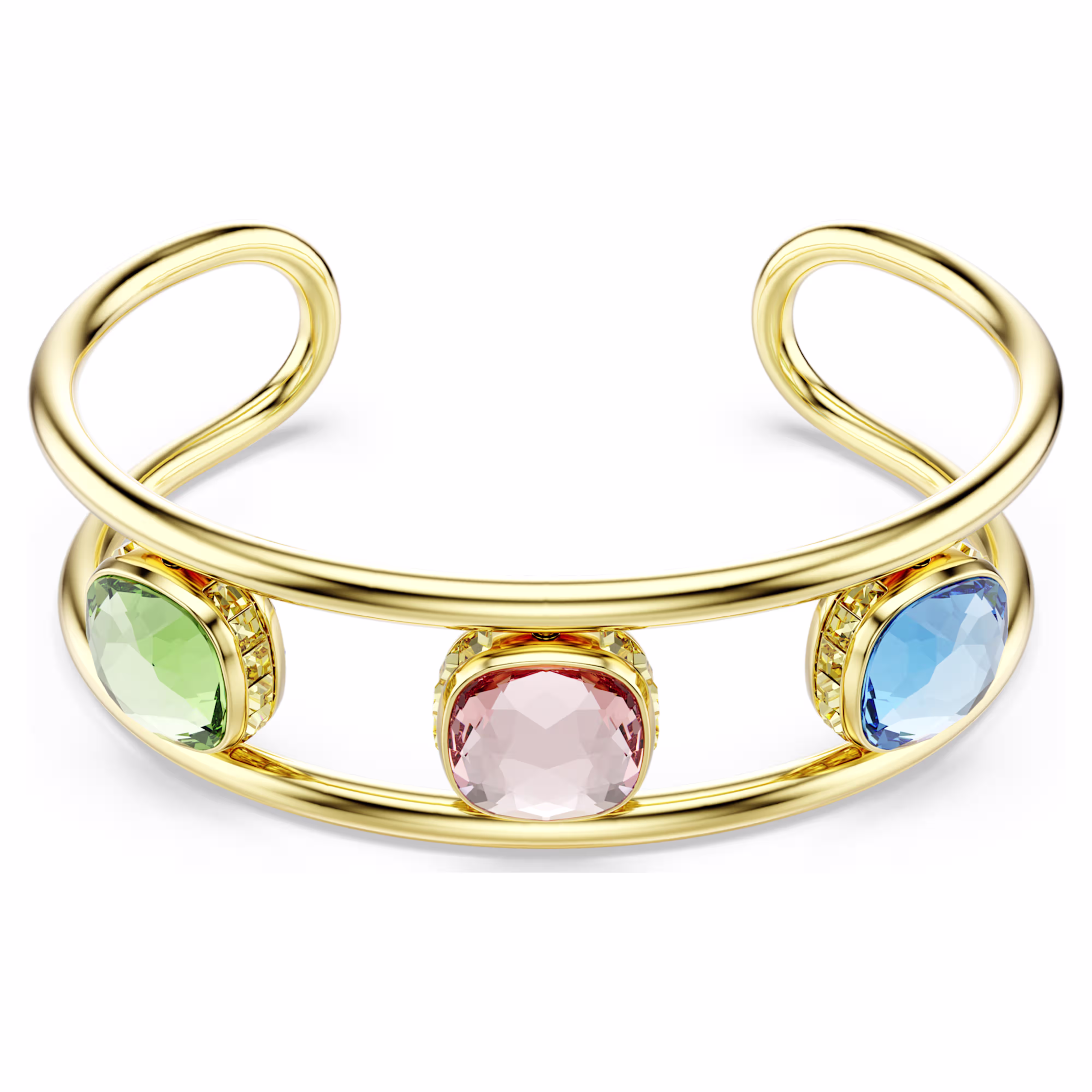 Swarovski Chroma Armreif Kissenschliff, Mehrfarbig, 18k vergoldet