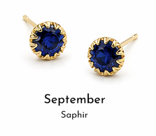 Birth Stone, Geburtsstein Ohrtecker 925/- Silber September Saphir 