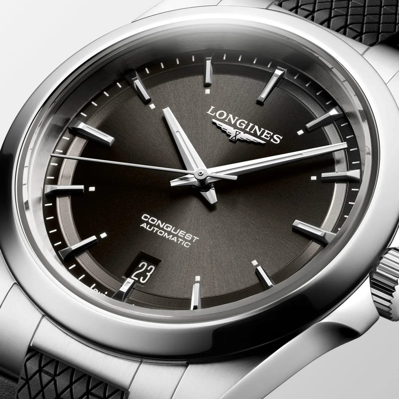 Longines Conquest Schwarz Kautschukband schwarz 38 mm Herrenuhr L3.720.4.52.9