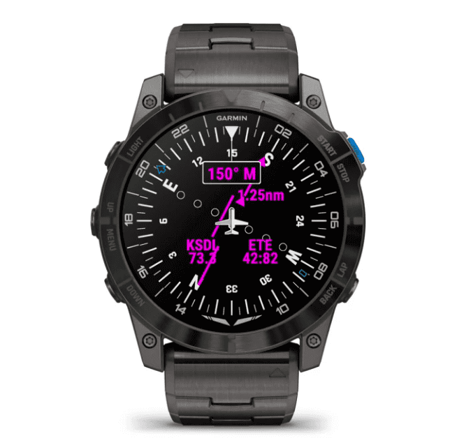 Garmin D2 Mach 1 Pro Piloten-Smartwatch mit Titan-Armband Herrenuhr mit Silikon Ersatzarmband  010-0