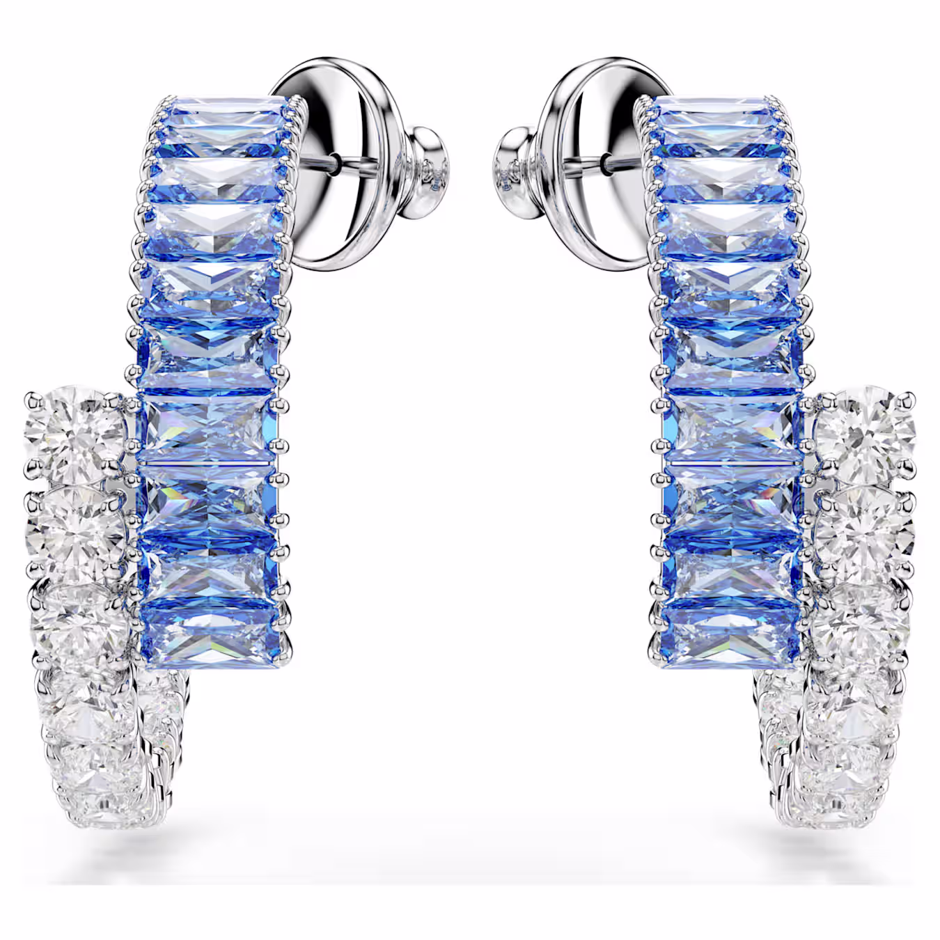 Swarovski  Matrix Kreolen Verschiedene Schliffe, Blau, Rhodiniert