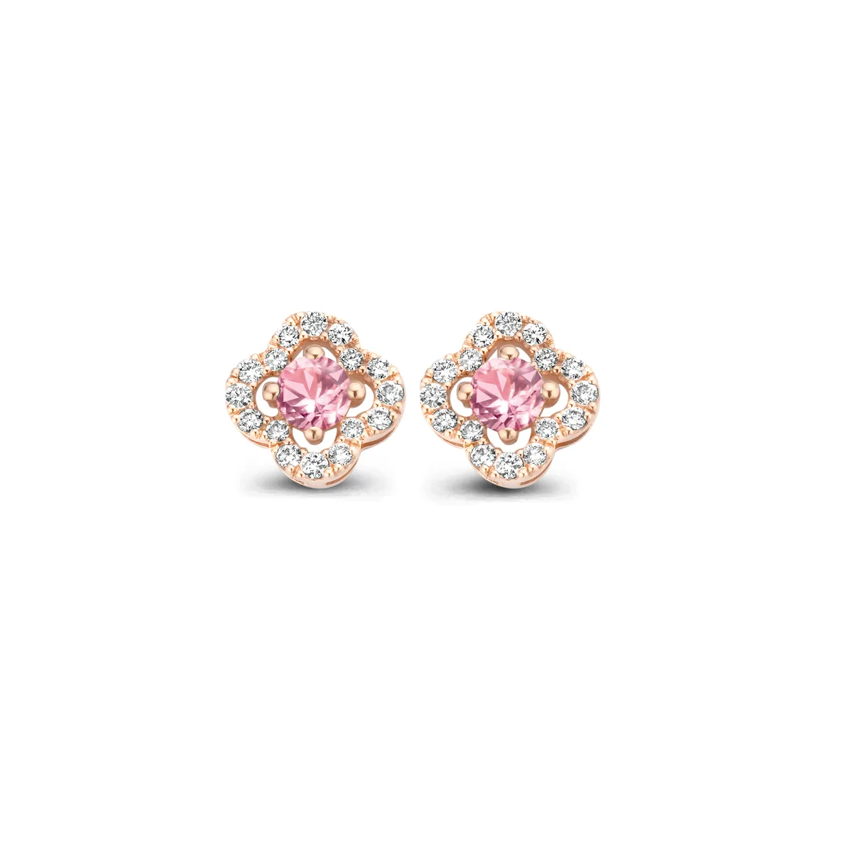 One More Salina Damen Ohrringe in 18 Karat Roségold mit rosa Saphir und Diamanten 063067XA