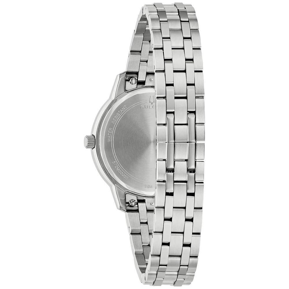 Bulova Classic Quarz, Edelstahl Weiß, 31mm Damenuhr 96M174