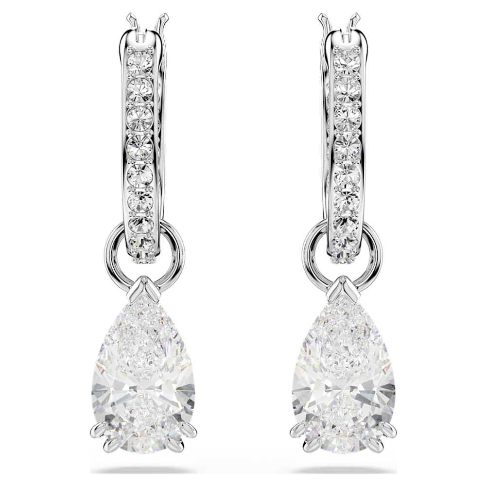 Swarovski Stilla Drop-Ohrhänger, Tropfenschliff, Rundschliff, Weiß, Rhodiniert 5636716