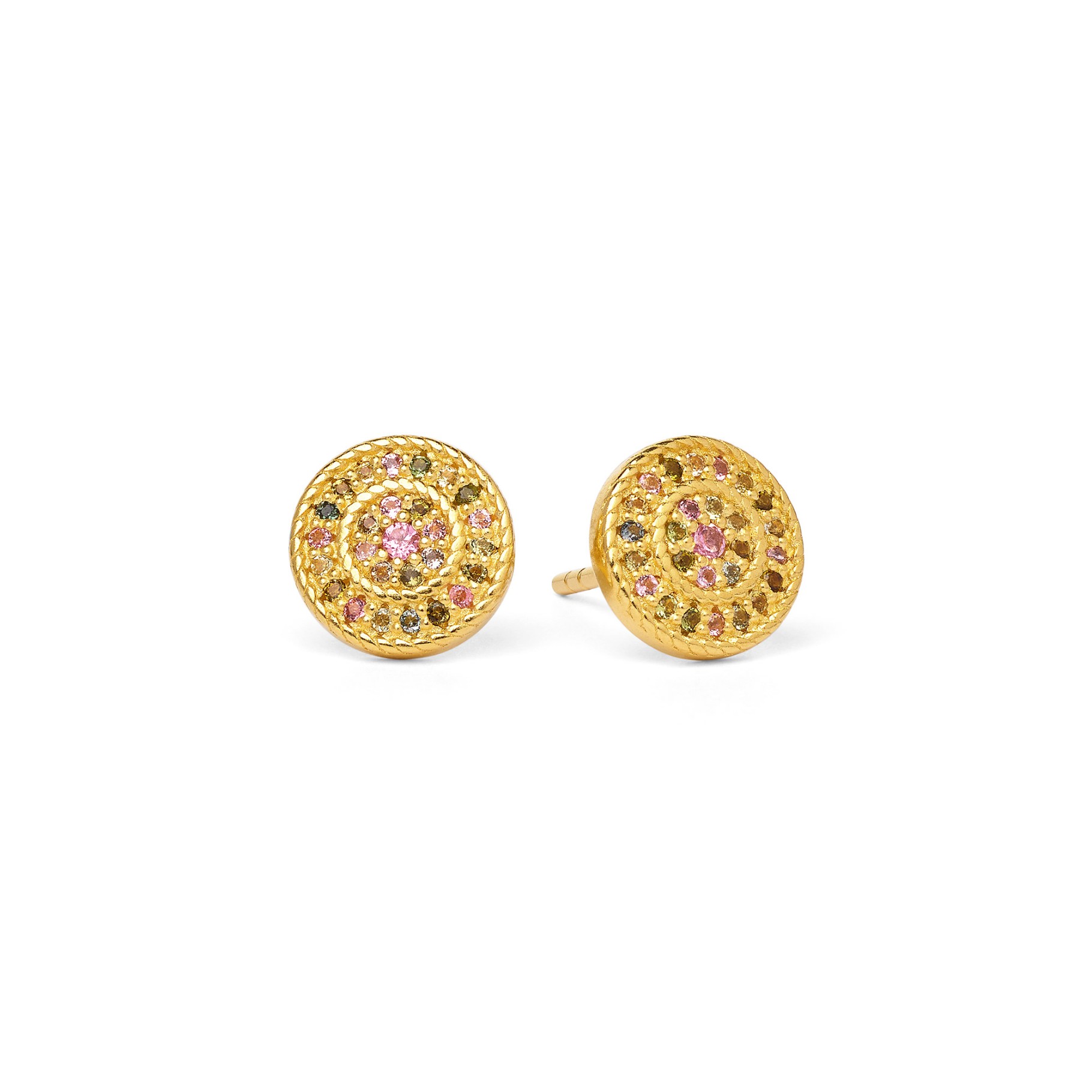 Bernd Wolf Stecker Verina Designlinie Sparkling Pavé, Turmalin, 24-Karat-goldplattiert