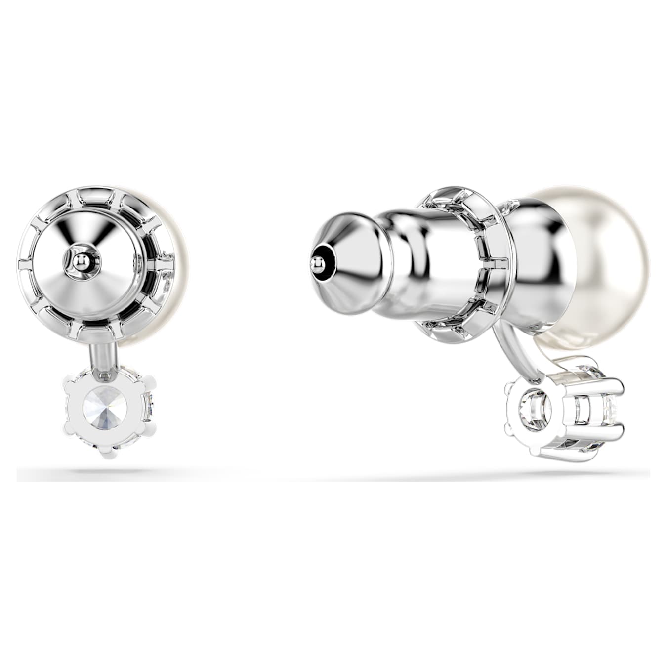 Swarovski  Matrix Ohrstecker Kristallperle, Rundschliff, Weiß, Rhodiniert