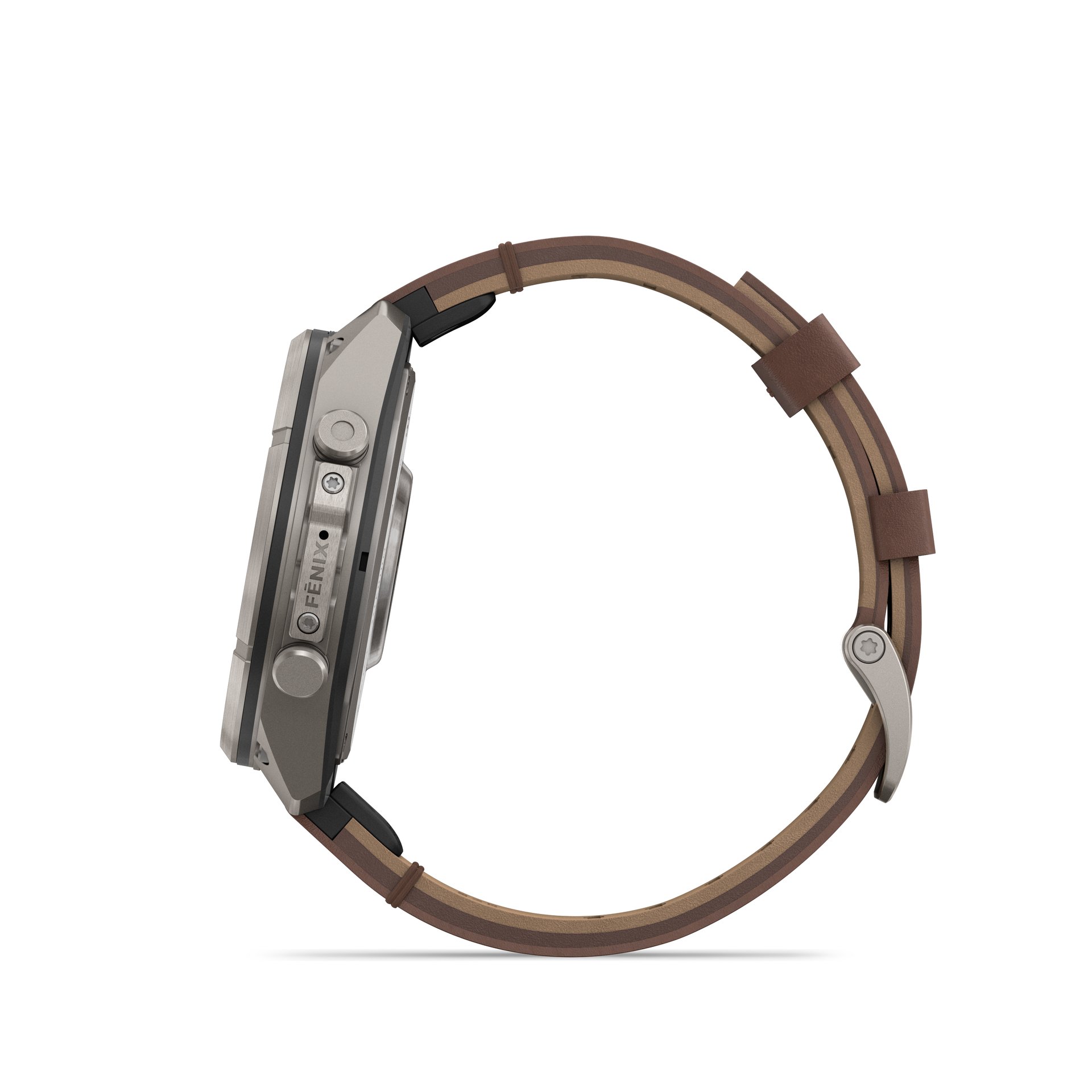 Garmin fēnix® 9 Pro inReach® - 47 mm AMOLED Sapphire Titan mit Leder-Armband Walnuss und Silikon-Armband Kieselgrau/Silbergrau 010-04336-41