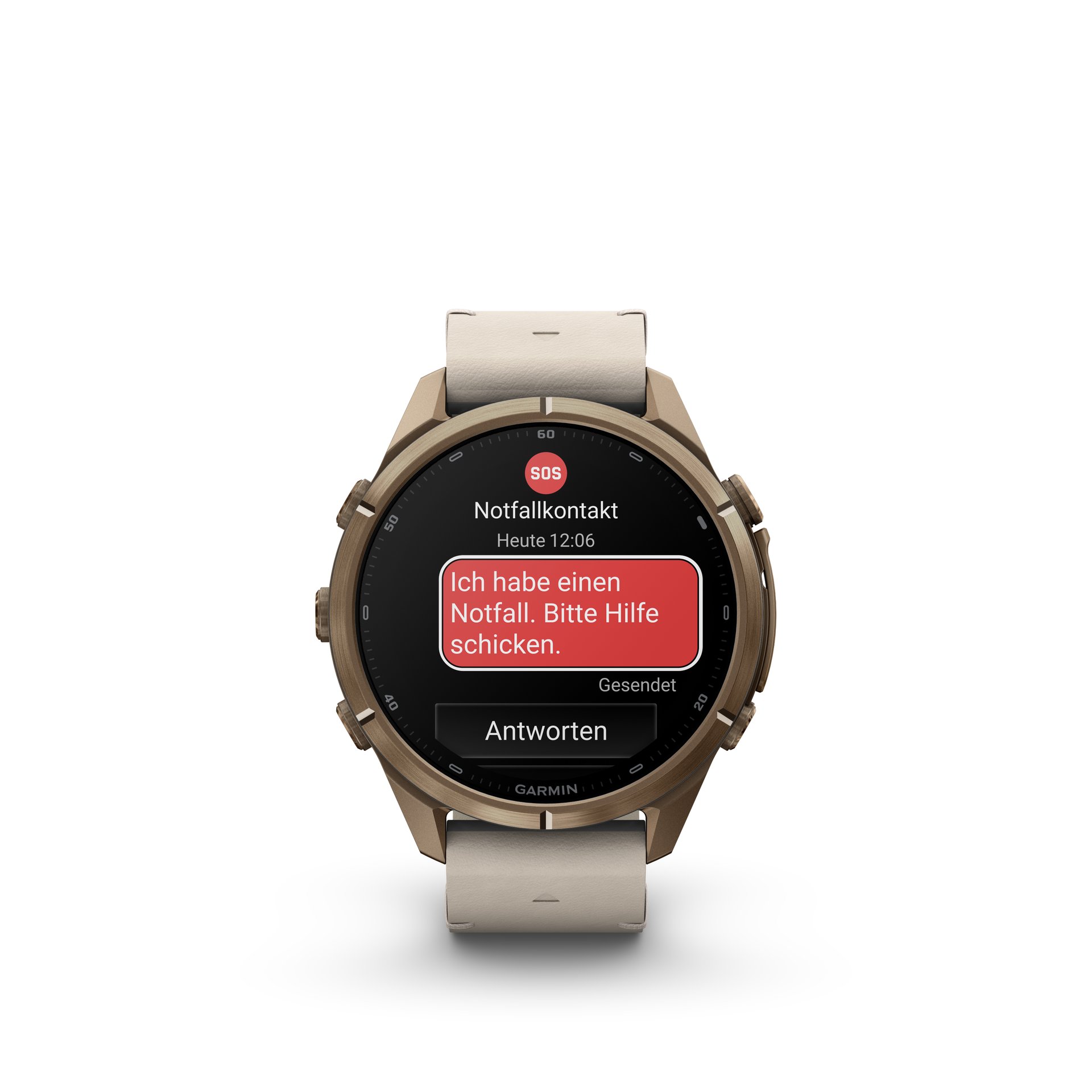 Garmin fēnix® 9 Pro inReach® - 43 mm AMOLED Sapphire Autumn Gold Titan mit Leder-Armband Bone und Silikon-Armband Creme/French Gray 010-04335-41